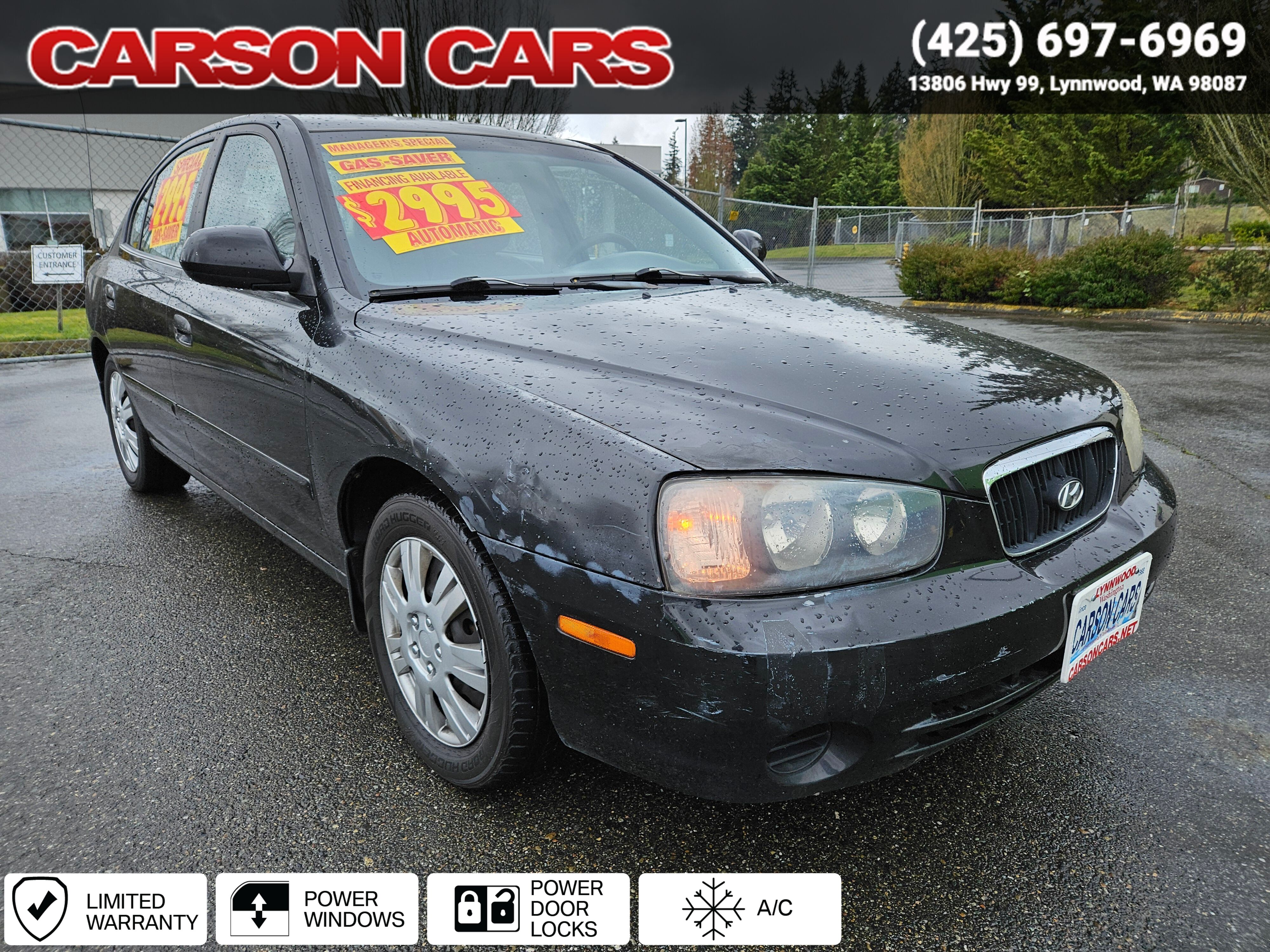 2003 Black Hyundai ELANTRA for Sale In Lynnwood WA - Everett WA - Seattle WA at Carson Cars Stock 35364 VIN KMHDN45DX3U672081