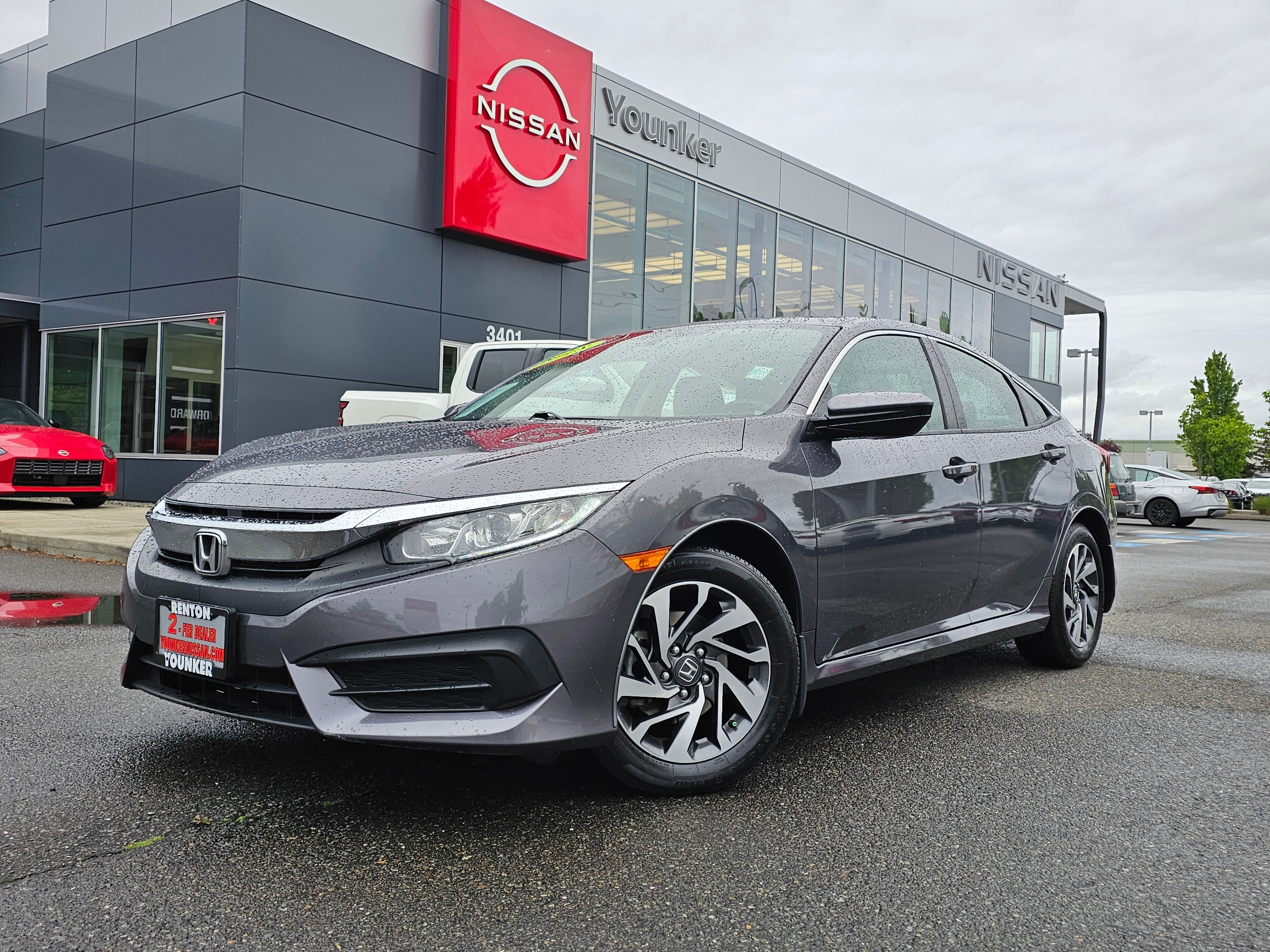Gray (Modern Steel Metallic) 2018 Honda Civic EX Sedan Front-Wheel Drive Continuously Variable Transmission