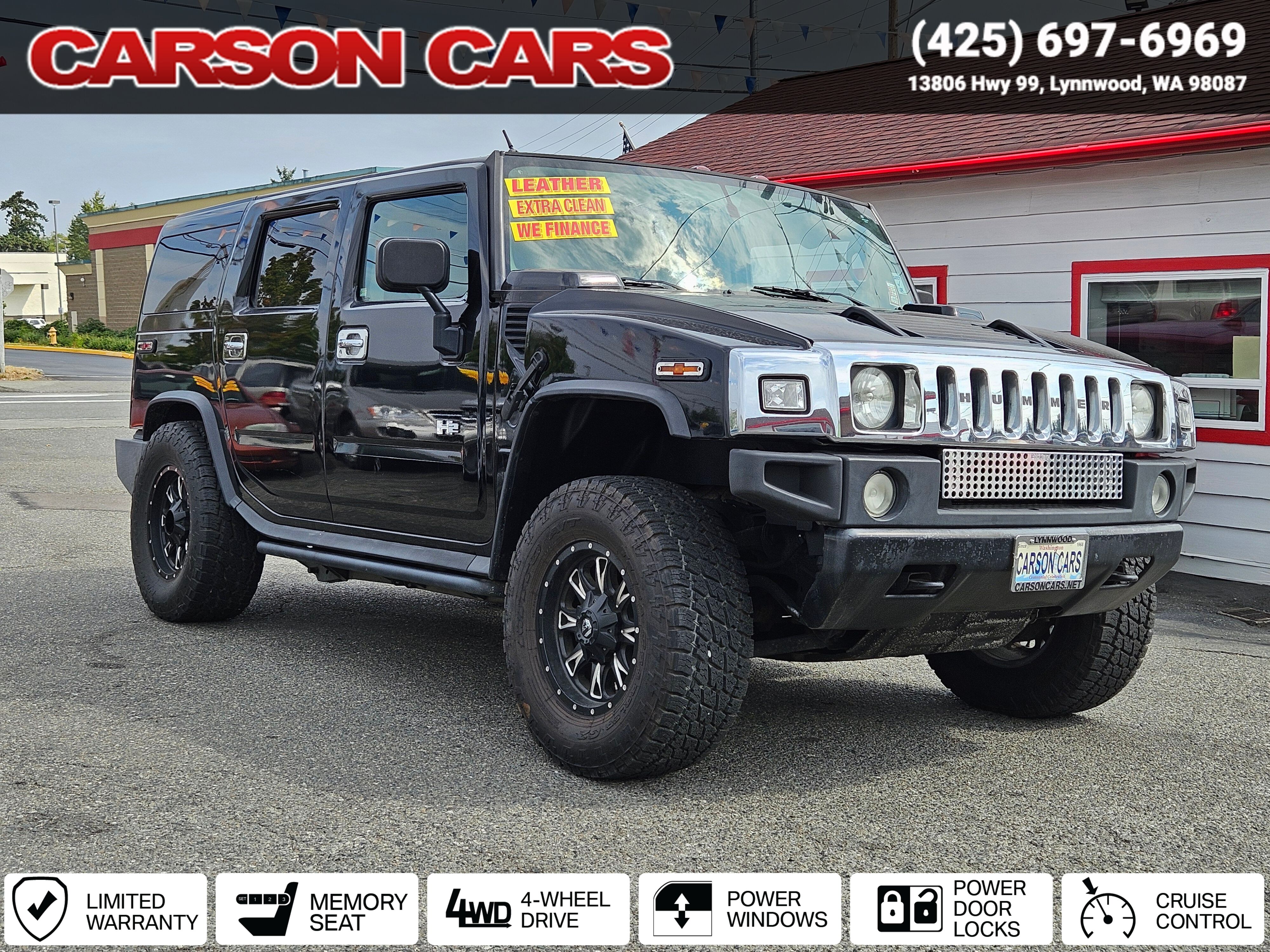 2003 Black Hummer H2 for Sale In Lynnwood WA - Everett WA - Seattle WA at Carson Cars Stock 34628 VIN 5GRGN23UX3H121049