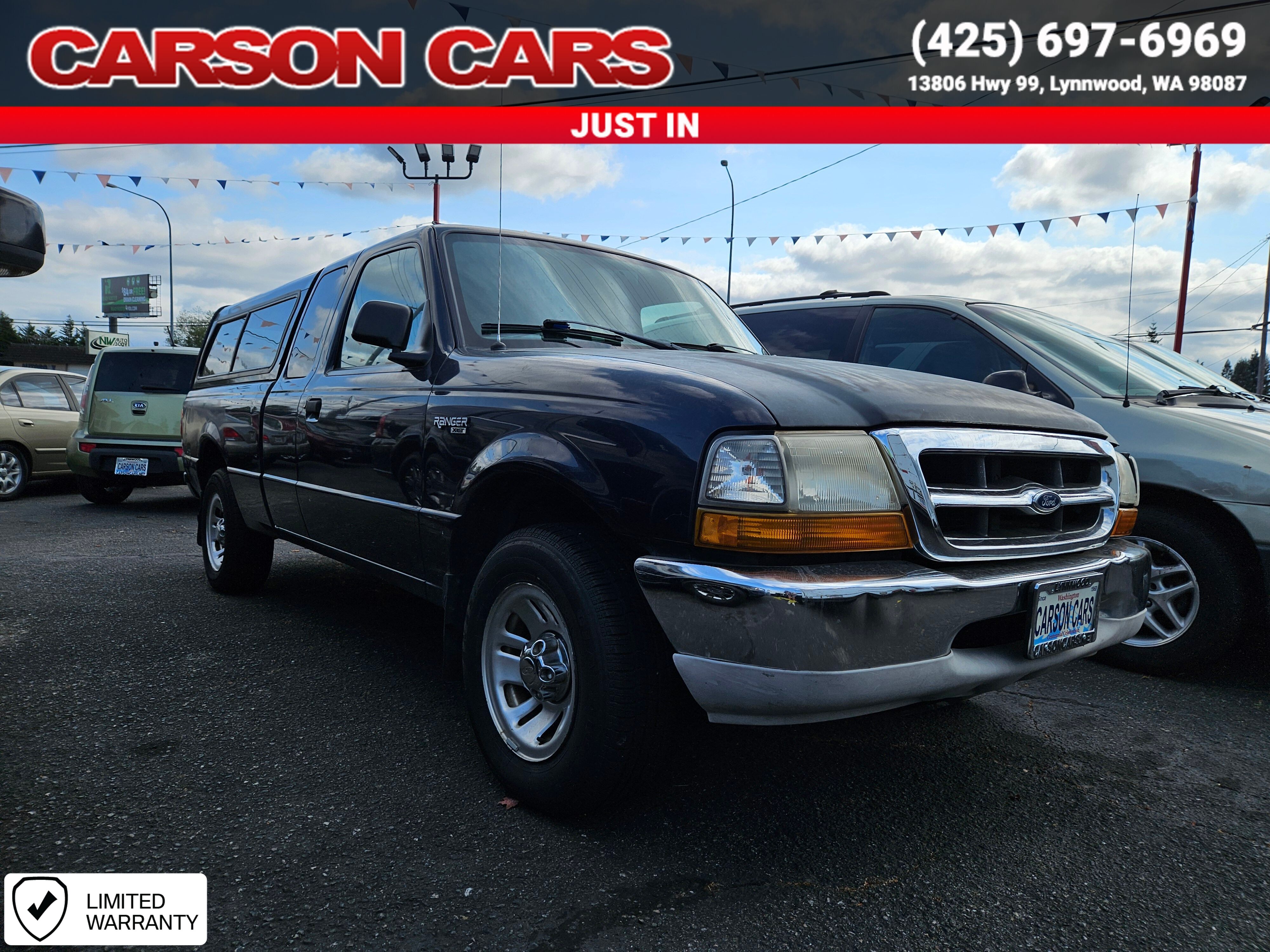 1999 Blue Ford Ranger 2WD for Sale In Lynnwood WA - Everett WA - Seattle WA at Carson Cars Stock 35799 VIN 1FTYR14X6XPA07476