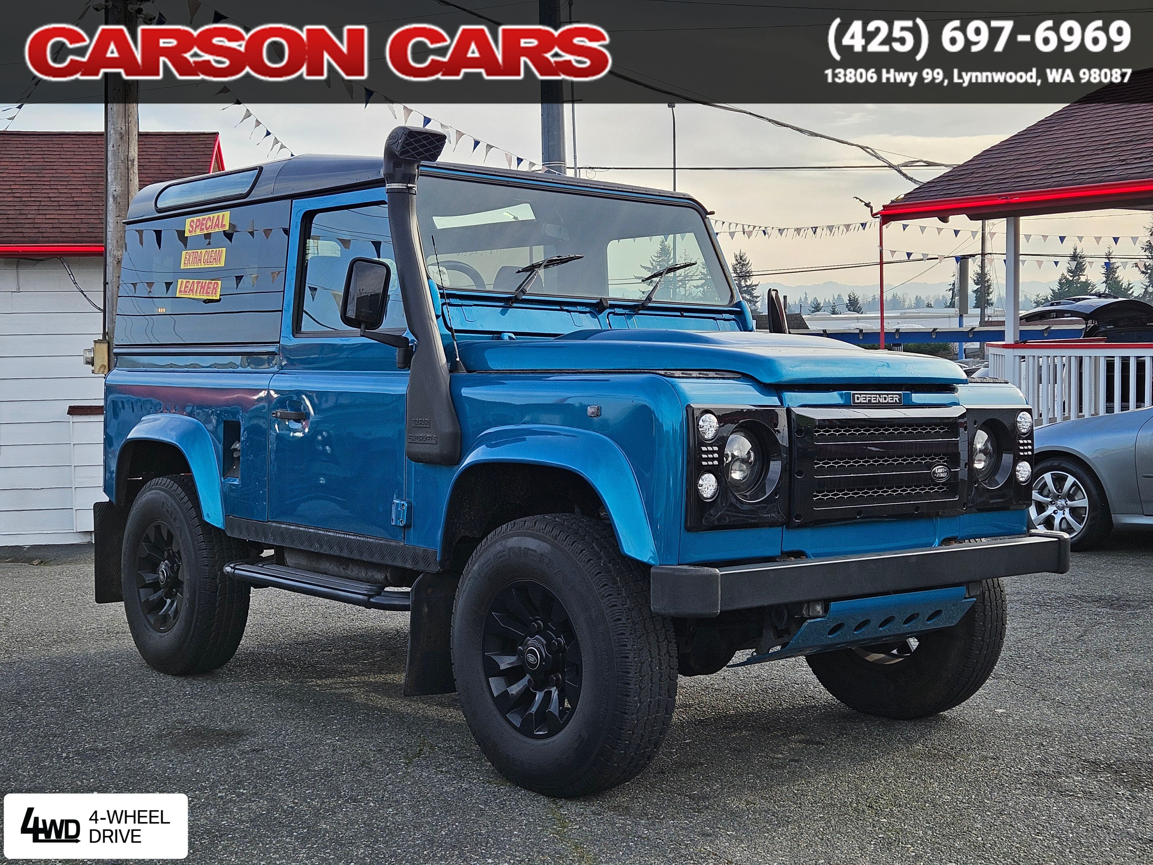 1997 Blue LAND ROVER DEFENDER 90 for Sale In Lynnwood WA - Everett WA - Seattle WA at Carson Cars Stock 36286 VIN SALLDVA67VA119716