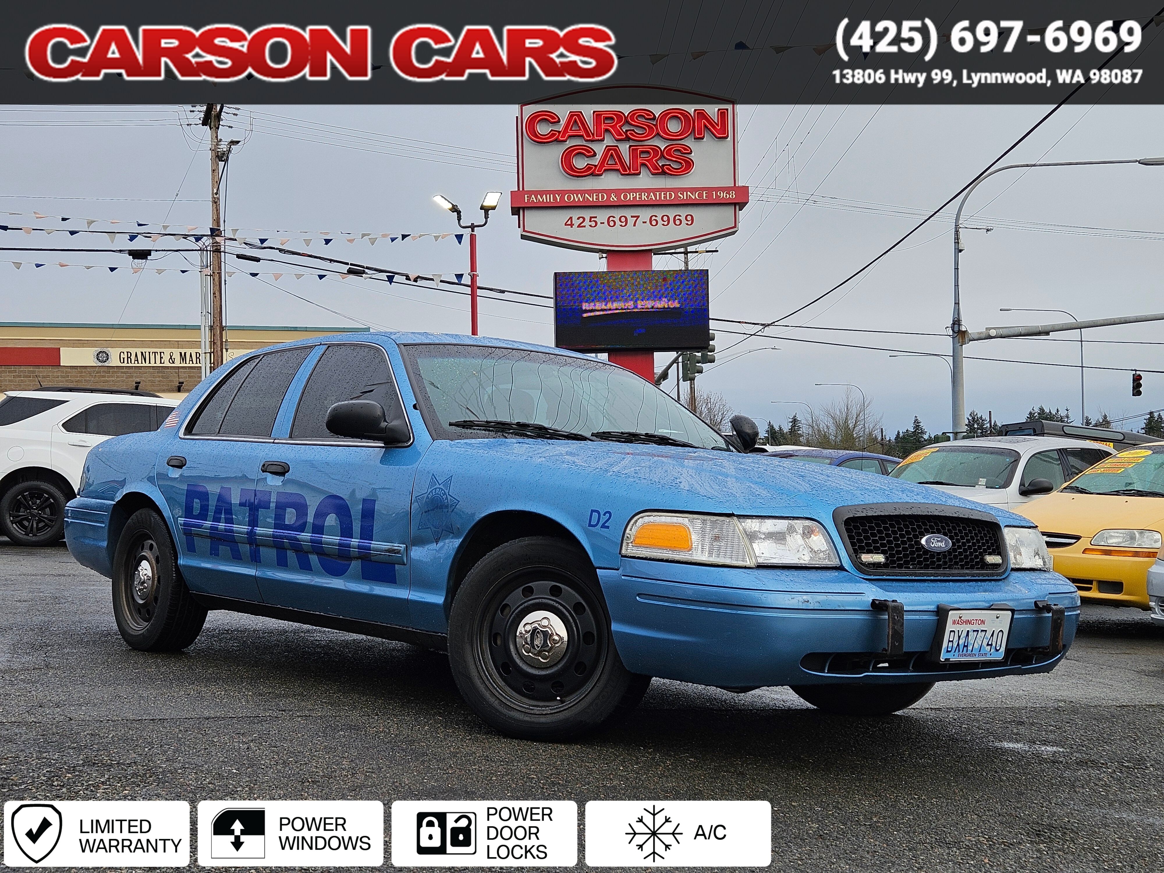 2011 Light Blue Metallic Ford Crown Victoria for Sale In Lynnwood WA - Everett WA - Seattle WA at Carson Cars Stock 36198 VIN 2FABP7BV4BX176484