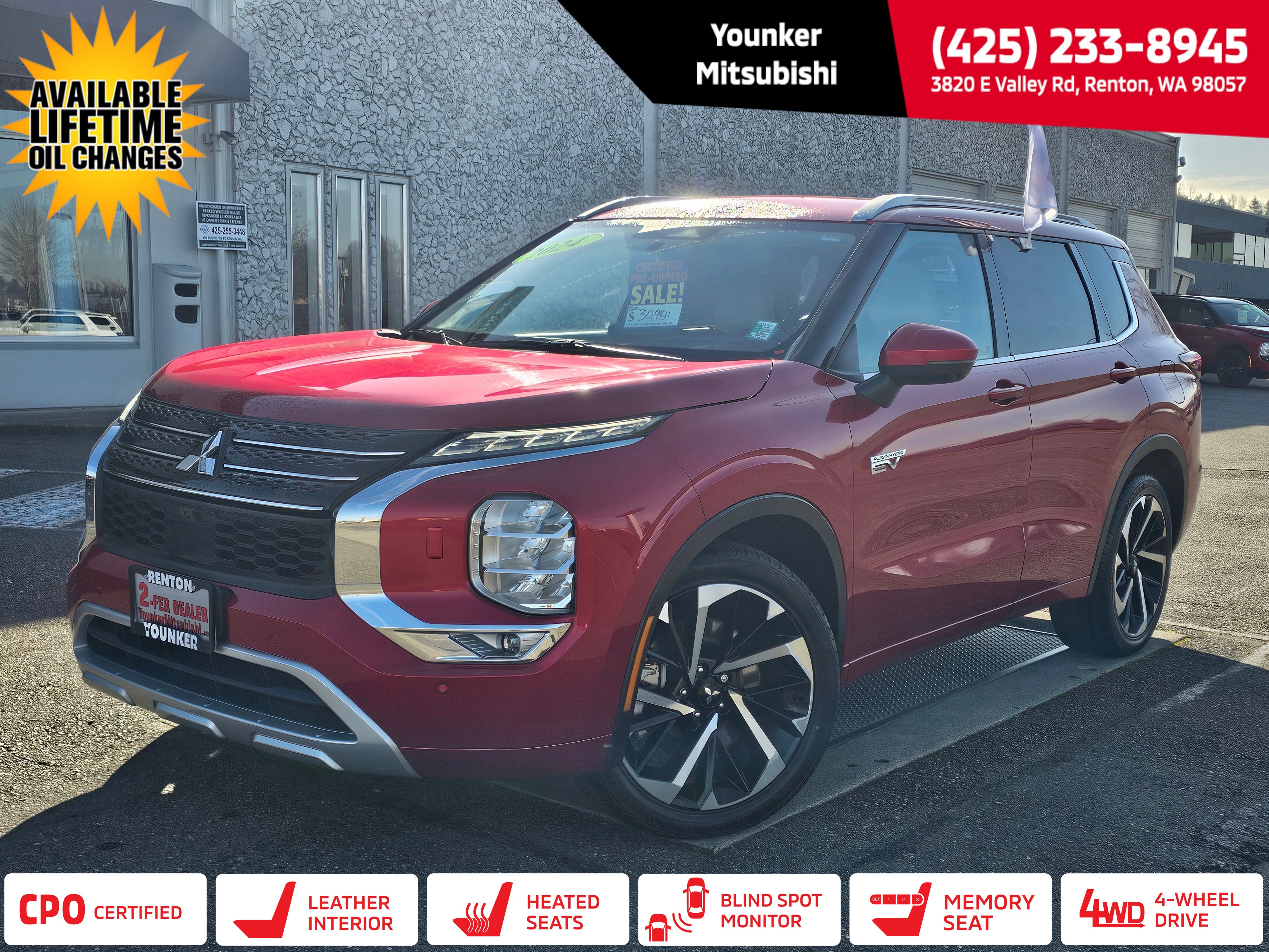 Red Diamond 2024 Mitsubishi Outlander Hybrid Plug-in SEL S-AWC SUV / Crossover All-Wheel Drive 1-Speed Automatic