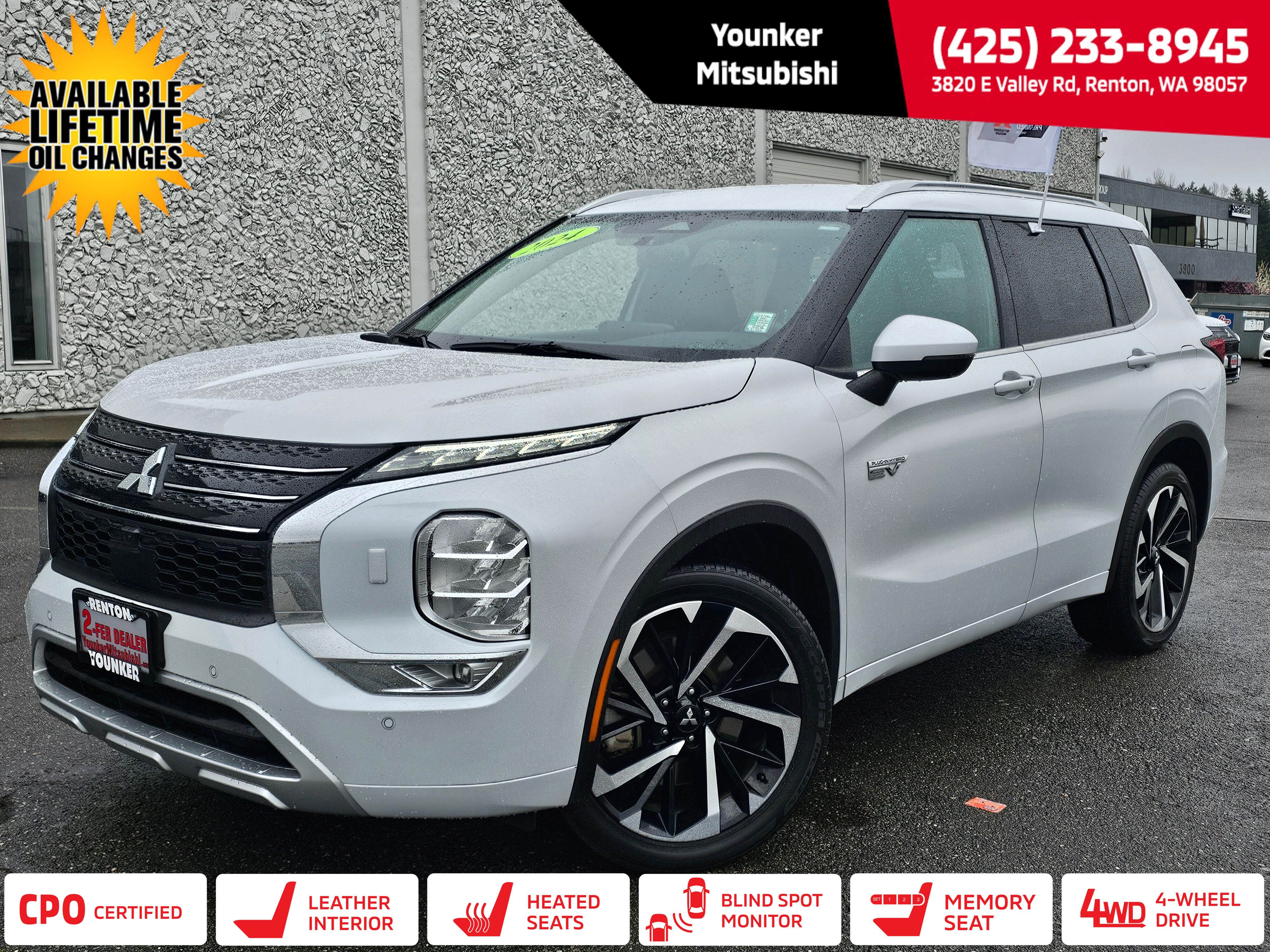 White Diamond 2024 Mitsubishi Outlander Hybrid Plug-in SEL S-AWC SUV / Crossover All-Wheel Drive 1-Speed Automatic