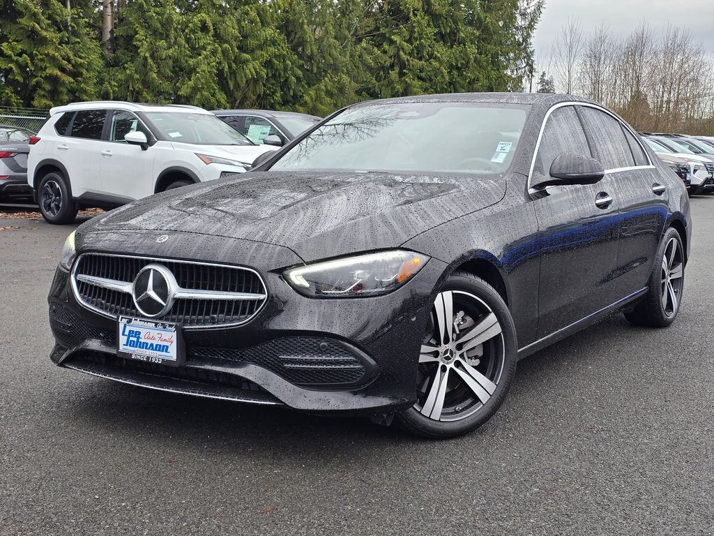 Obsidian Black Metallic 2025 Mercedes-Benz C-Class C 300 4MATIC Sedan All-Wheel Drive 9-Speed Automatic