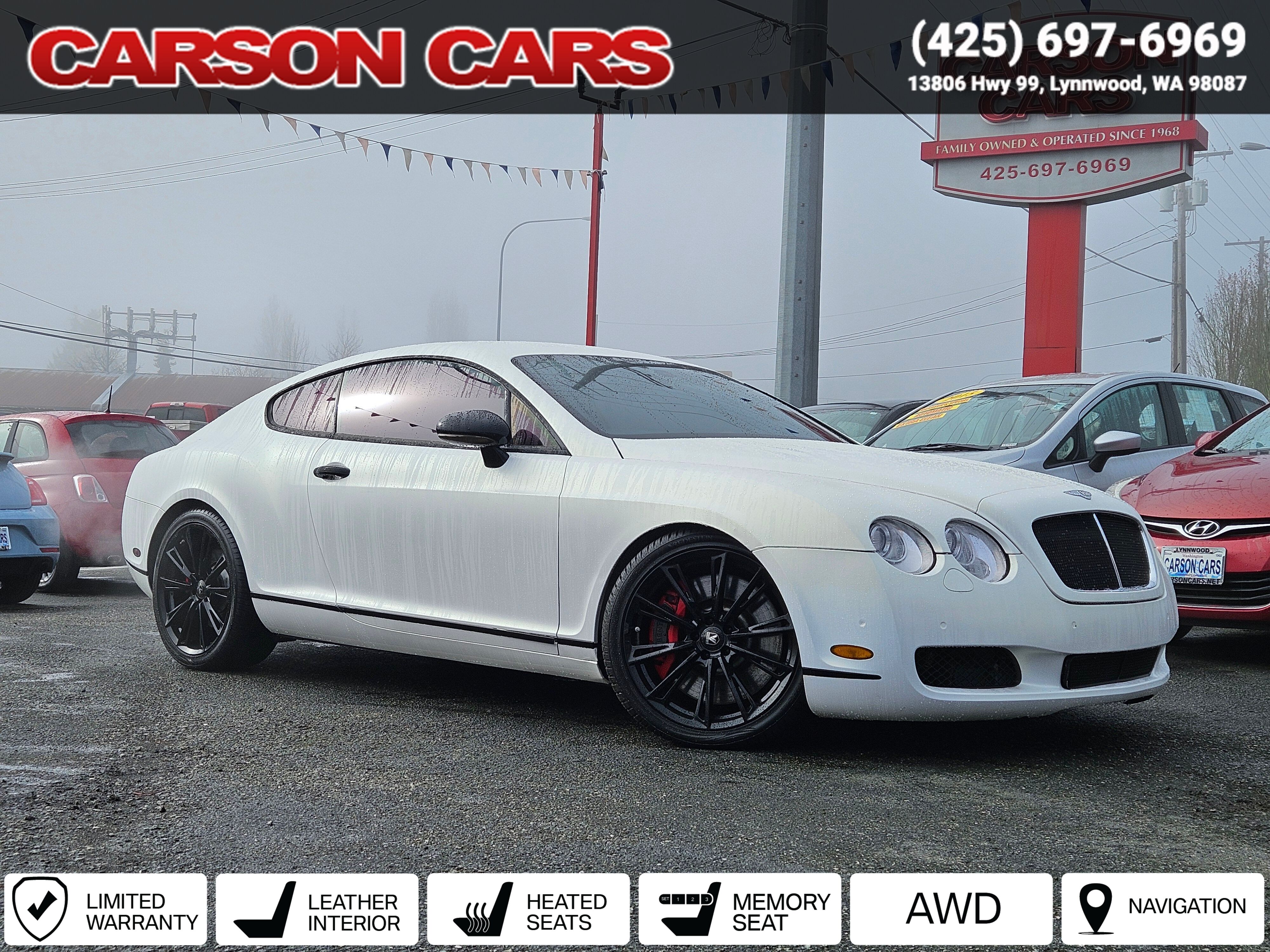 2007 Glacier White Bentley Continental GT for Sale In Lynnwood WA - Everett WA - Seattle WA at Carson Cars Stock 36043 VIN SCBCR73W07C040442