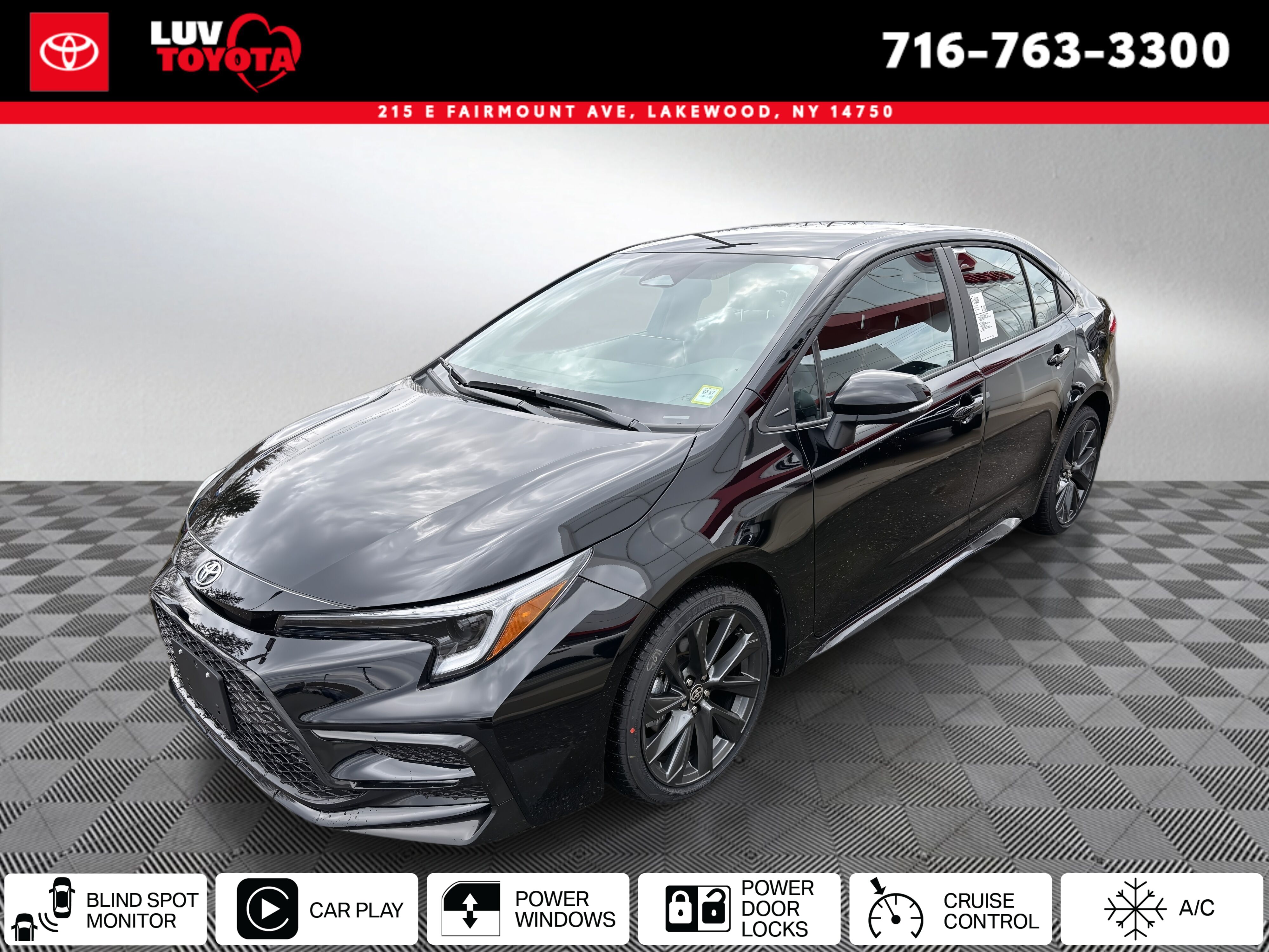 Midnight Black Metallic 2026 Toyota Corolla SE FWD Sedan Front-Wheel Drive Continuously Variable Transmission