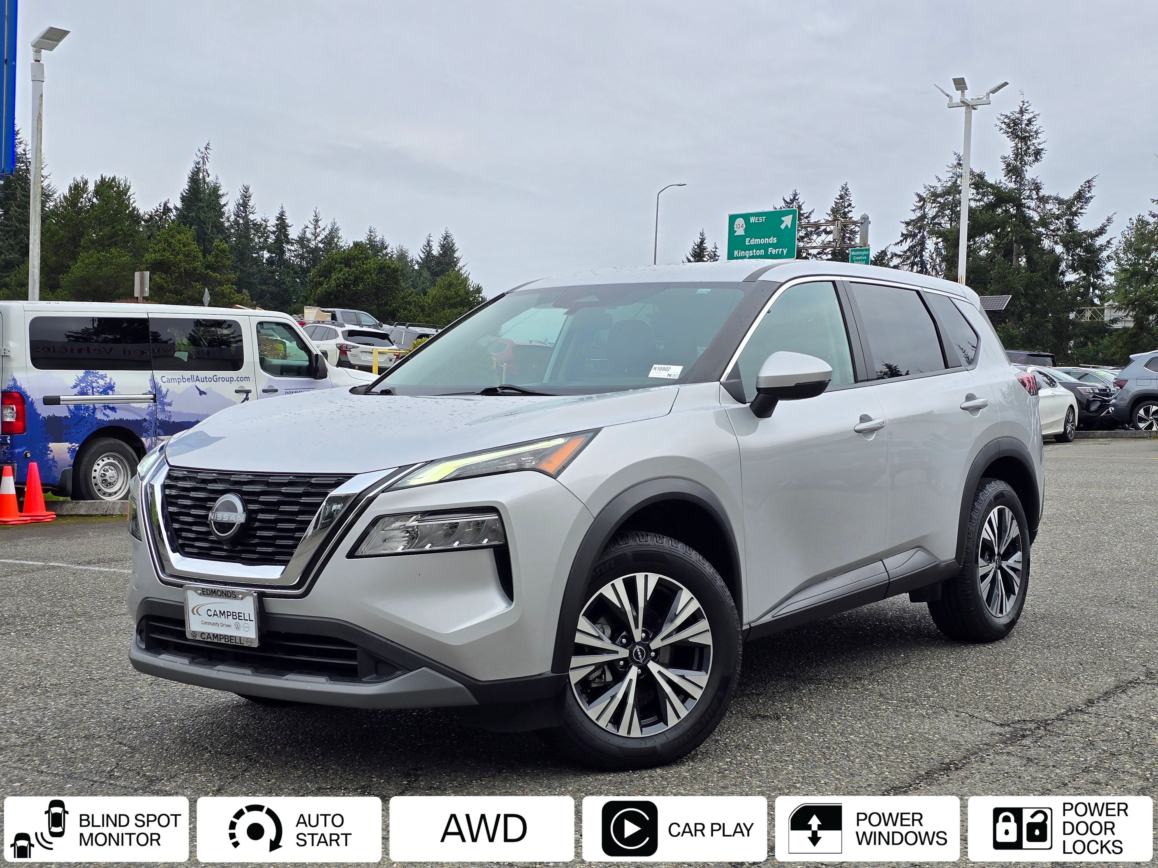 Brilliant Silver Metallic 2022 Nissan Rogue SV AWD SUV / Crossover All-Wheel Drive Continuously Variable Transmission