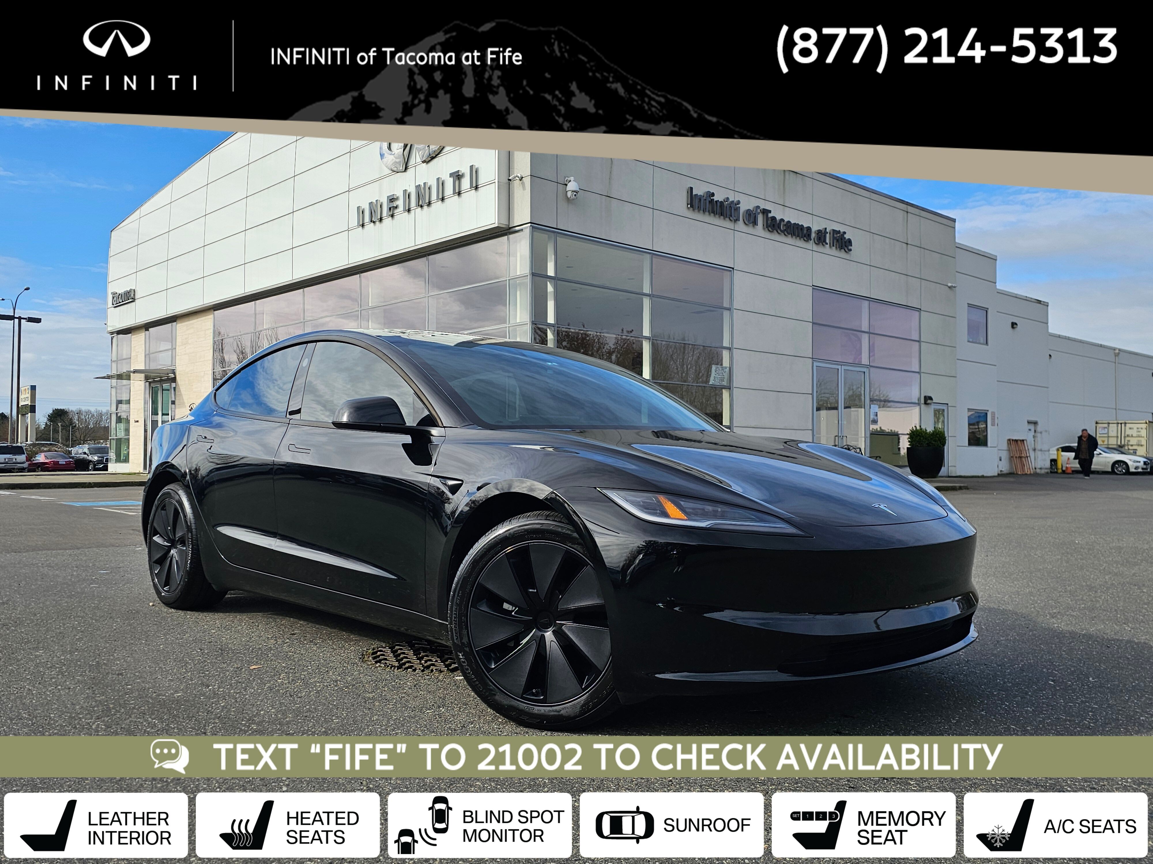 Black 2024 Tesla Model 3 RWD Sedan Rear-Wheel Drive 1-Speed Automatic