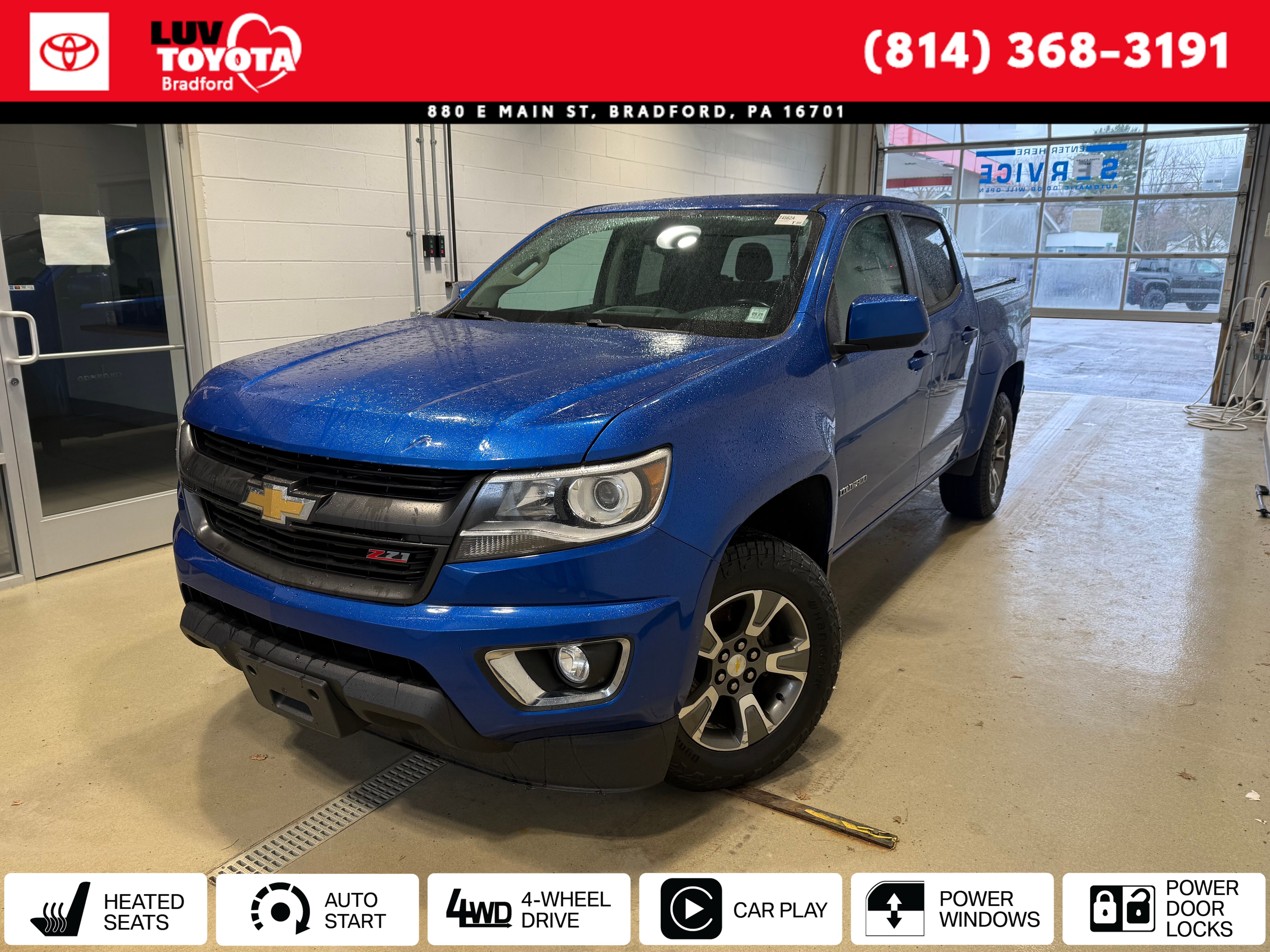 Kinetic Blue Metallic 2018 Chevrolet Colorado Z71 Crew Cab 4WD Pickup Truck Four-Wheel Drive 8-Speed Automatic