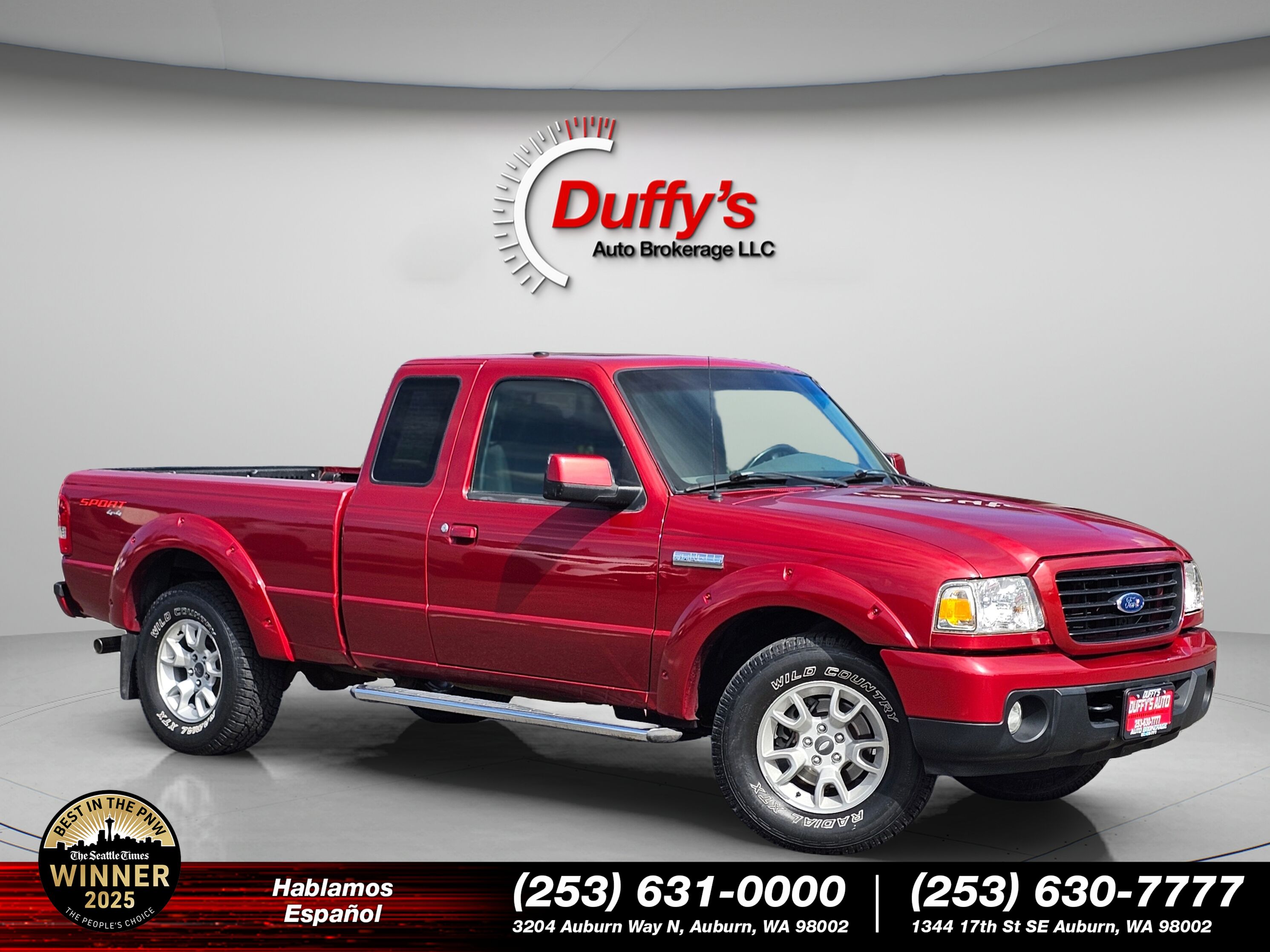 Red 2008 Ford Ranger Sport SuperCab 4WD Pickup Truck Four-Wheel Drive 5-Speed Automatic