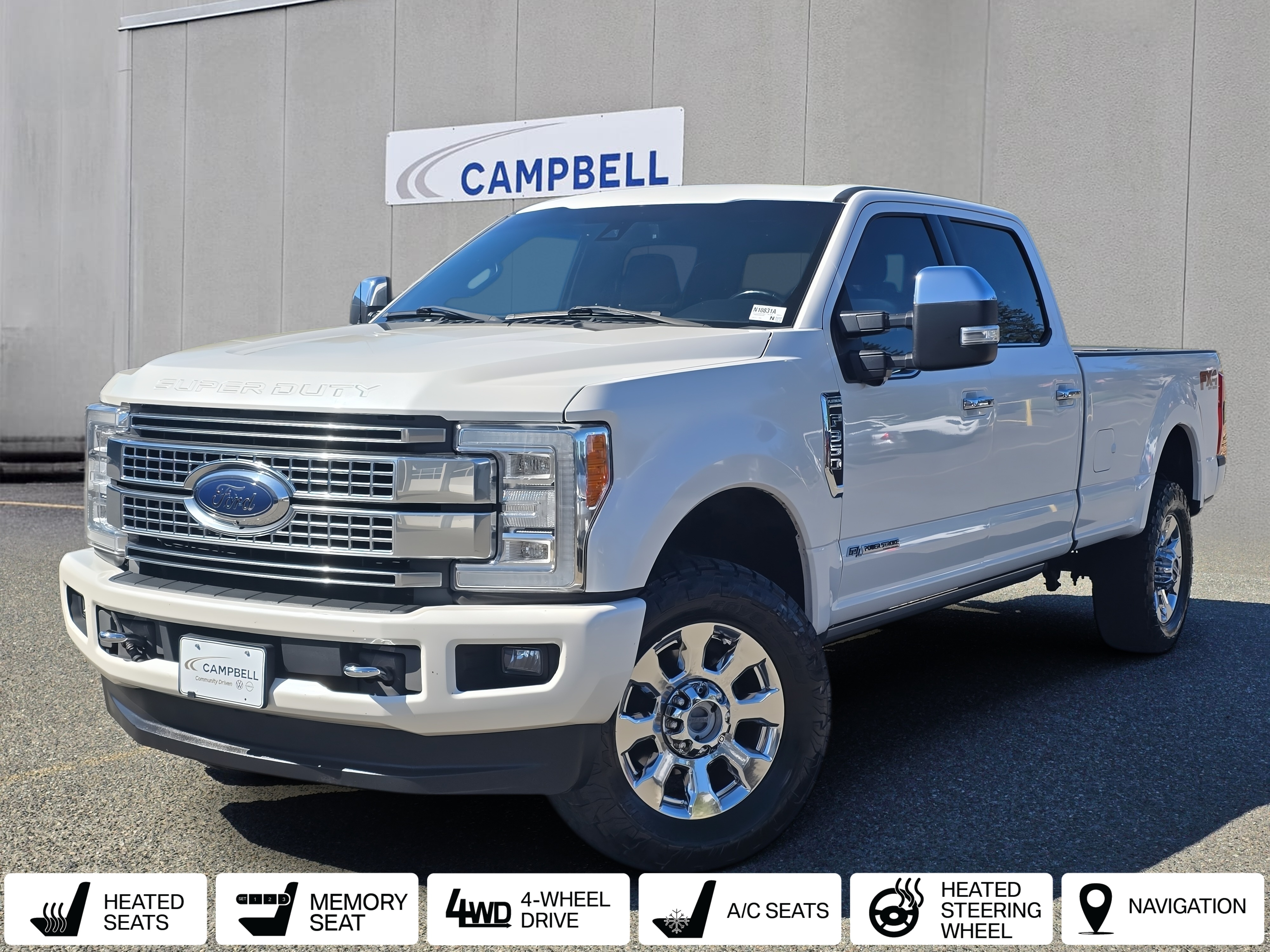 White Platinum Metallic Tri-Coat 2017 Ford F-350 Super Duty Platinum Crew Cab 4WD Pickup Truck Four-Wheel Drive 6-Speed Automatic
