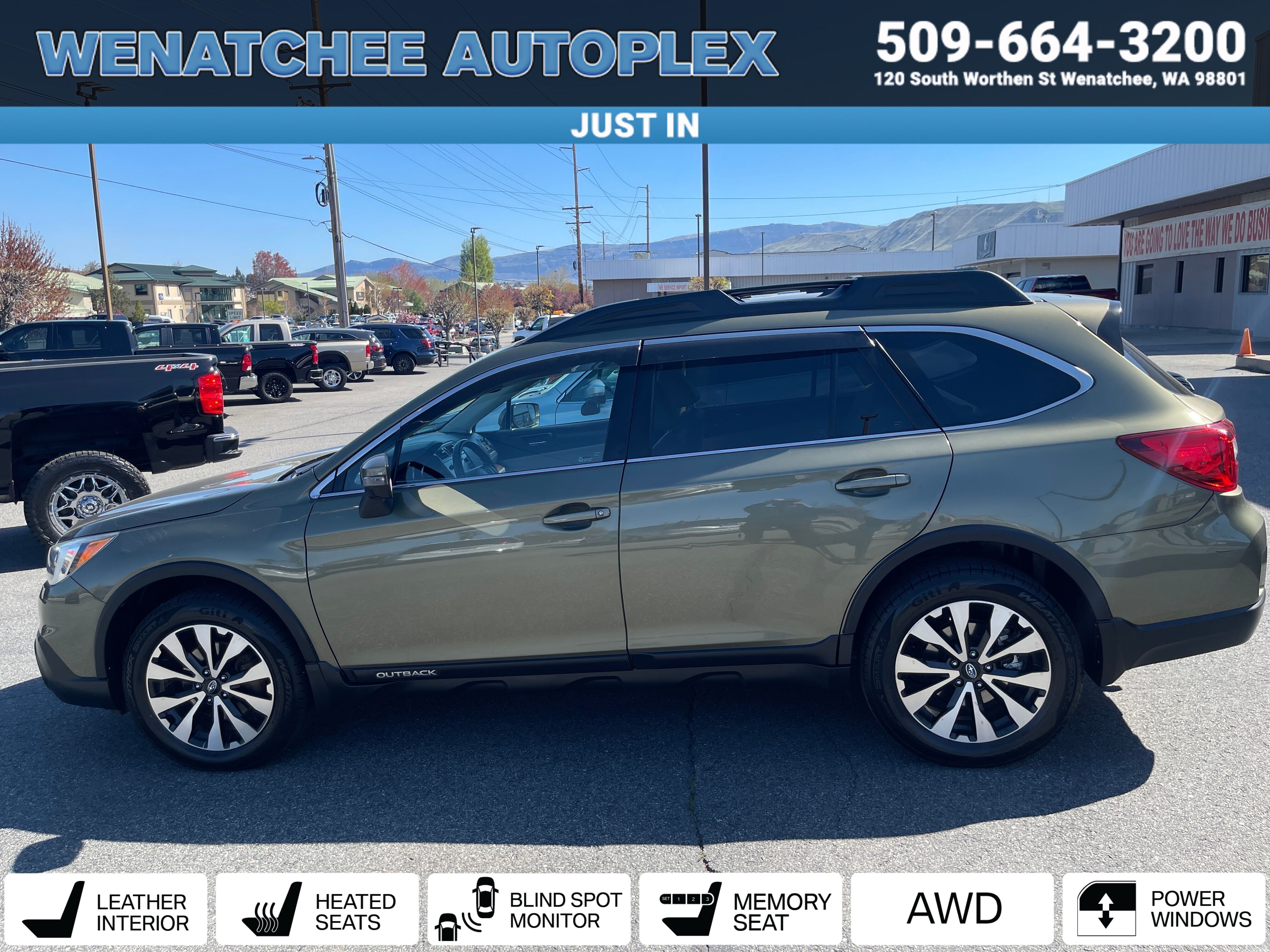 Green 2015 Subaru Outback 2.5i Limited Wagon All-Wheel Drive Continuously Variable Transmission