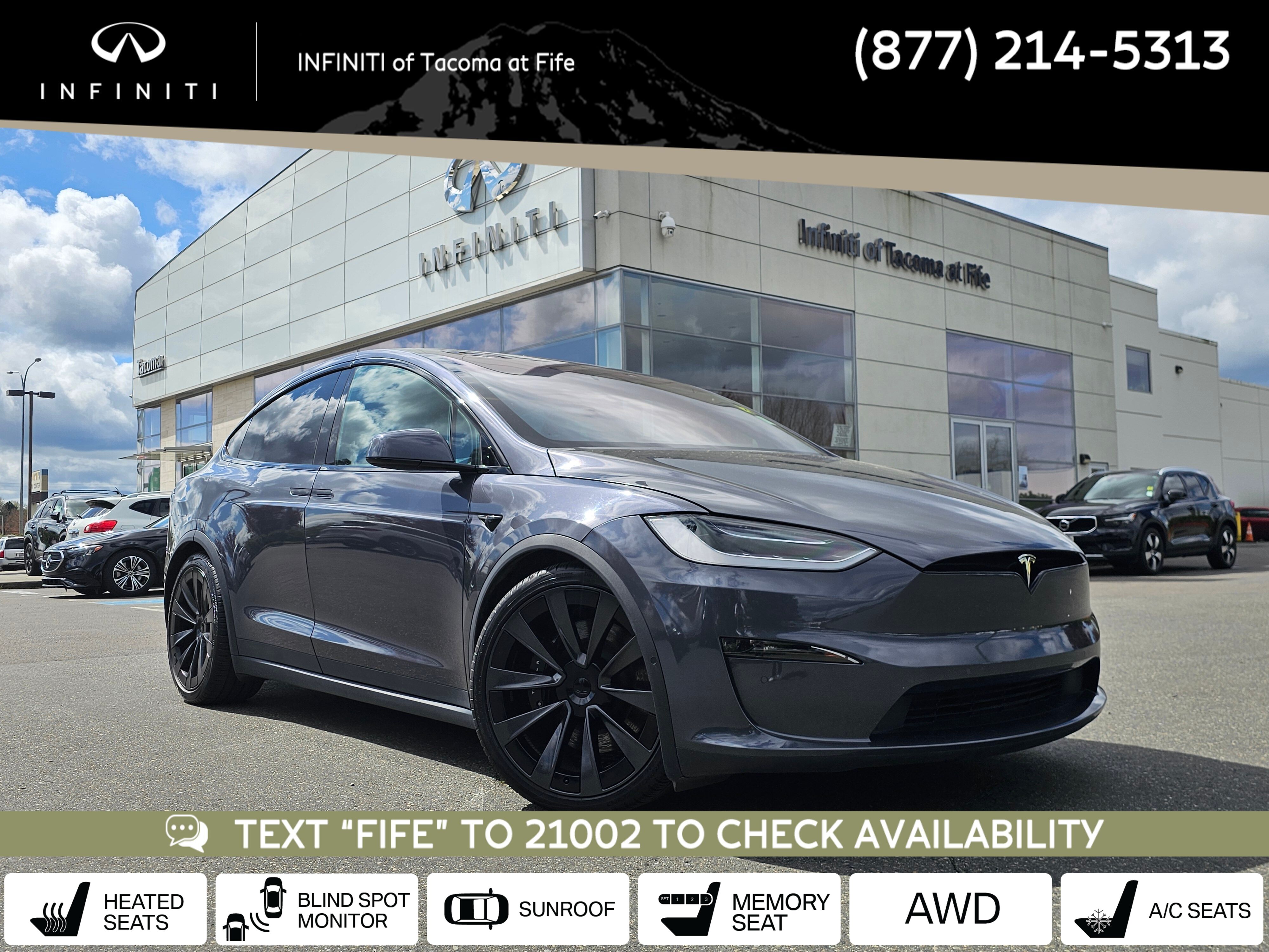 Silver Metallic 2022 Tesla Model X AWD SUV / Crossover All-Wheel Drive 1-Speed Automatic