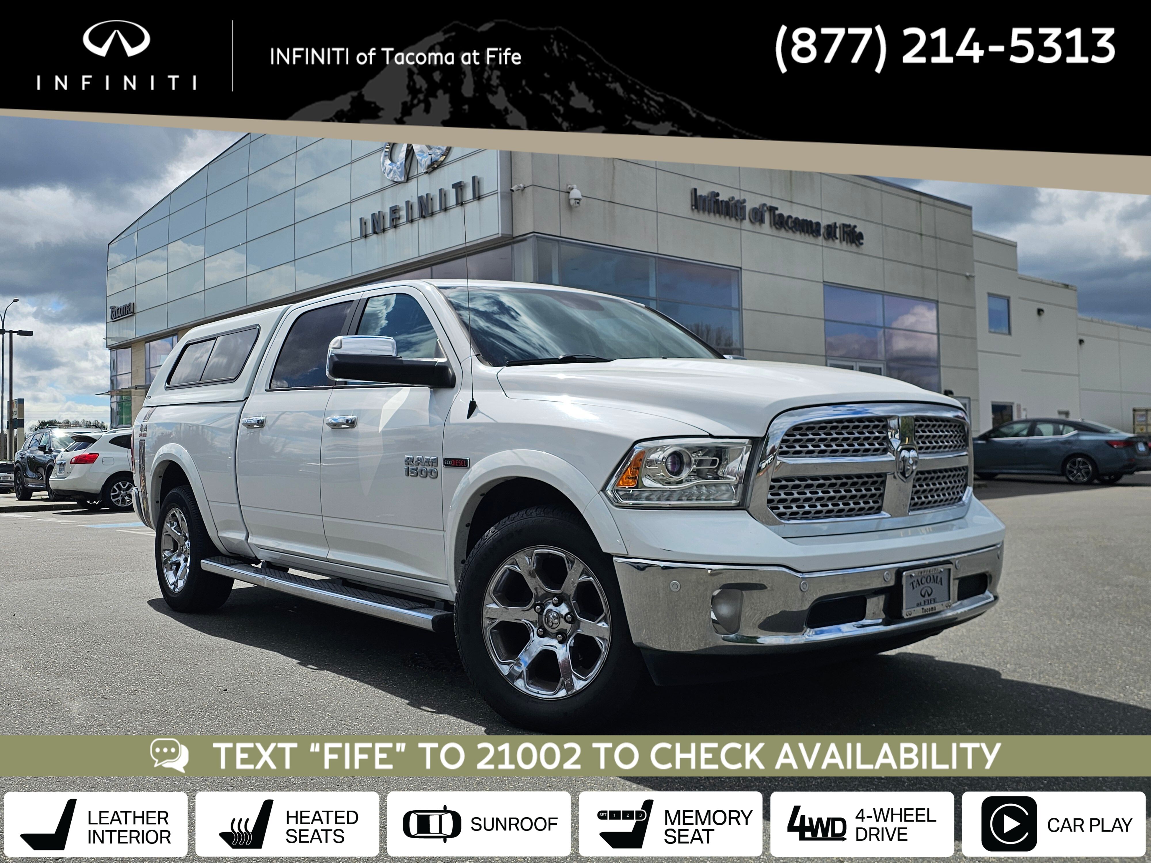 Bright White Clearcoat 2018 RAM 1500 Laramie Crew Cab 4WD Pickup Truck Four-Wheel Drive 8-Speed Automatic
