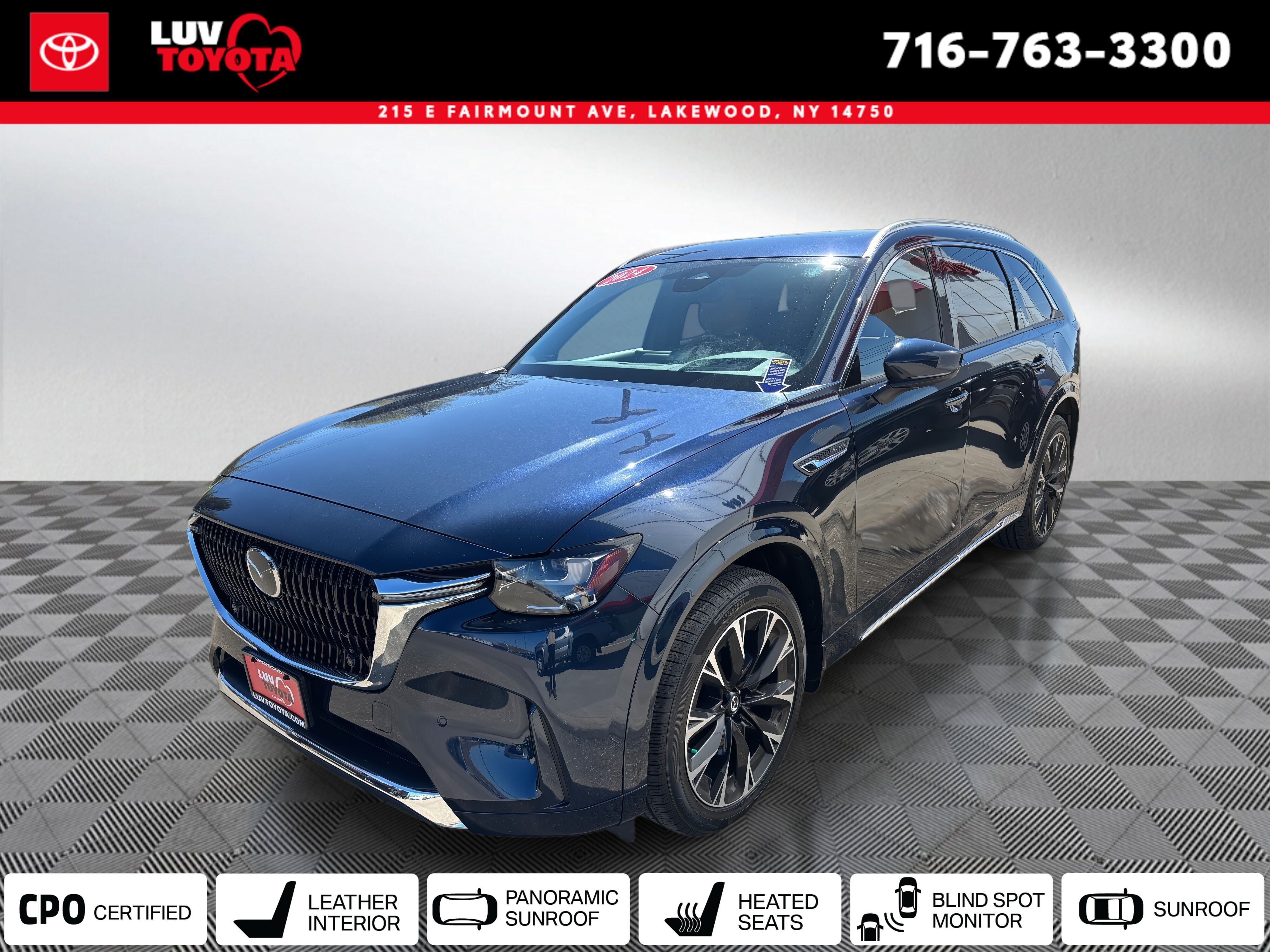 Deep Crystal Blue Mica 2024 Mazda CX-90 3.3 Turbo S Premium Plus AWD SUV / Crossover All-Wheel Drive 8-Speed Automatic