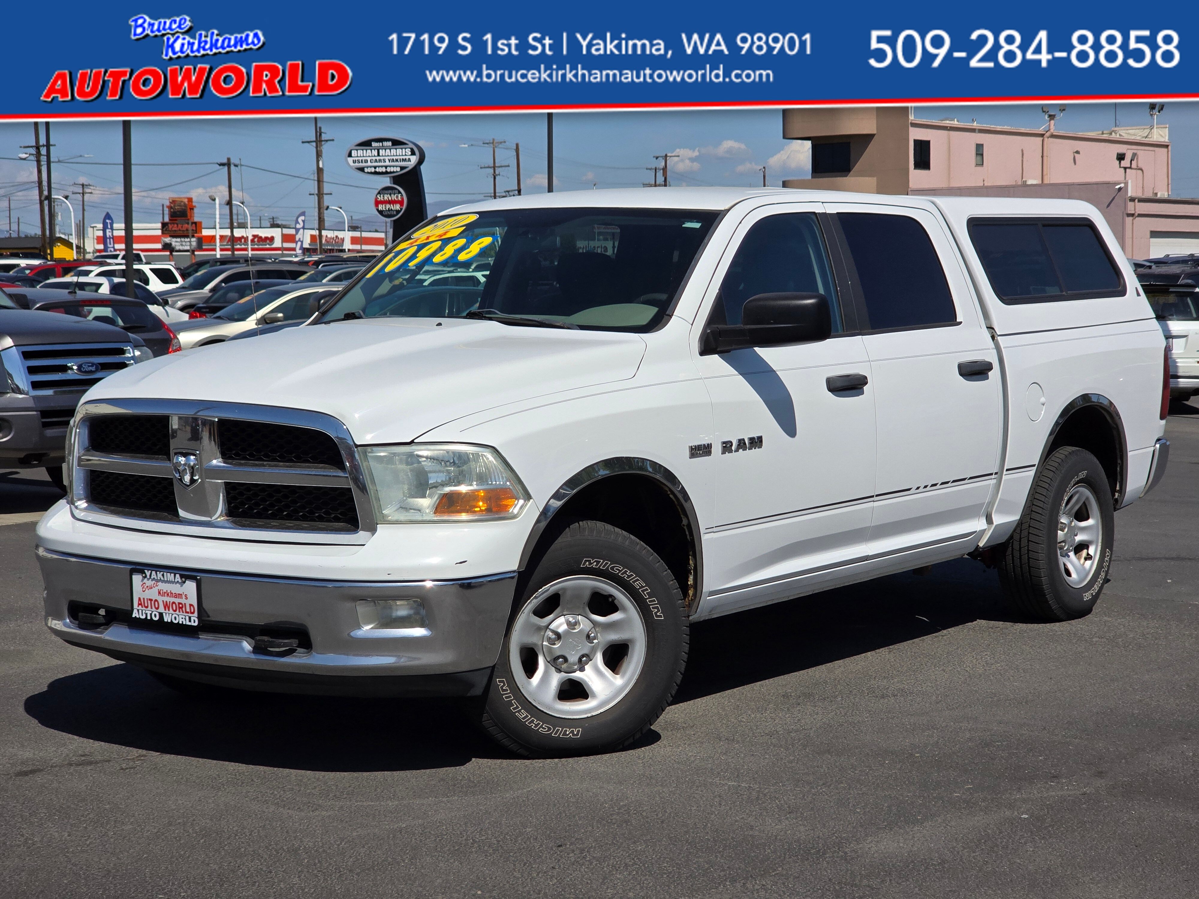 White 2010 Dodge RAM 1500 Pickup Truck Four-Wheel Drive 5-Speed Automatic