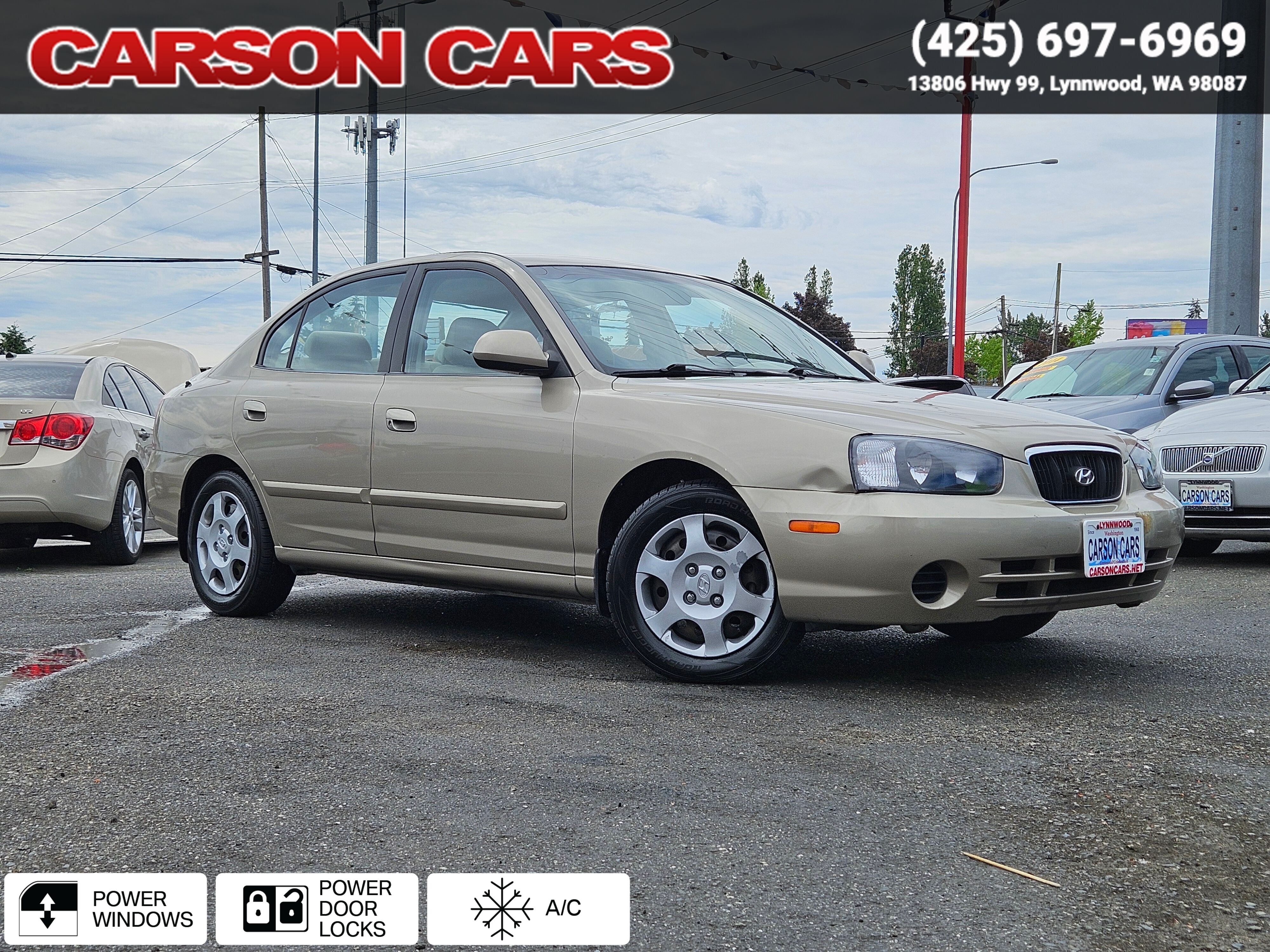2003 Champagne HYUNDAI ELANTRA for Sale In Lynnwood WA - Everett WA - Seattle WA at Carson Cars Stock 36436 VIN KMHDN45D03U552726
