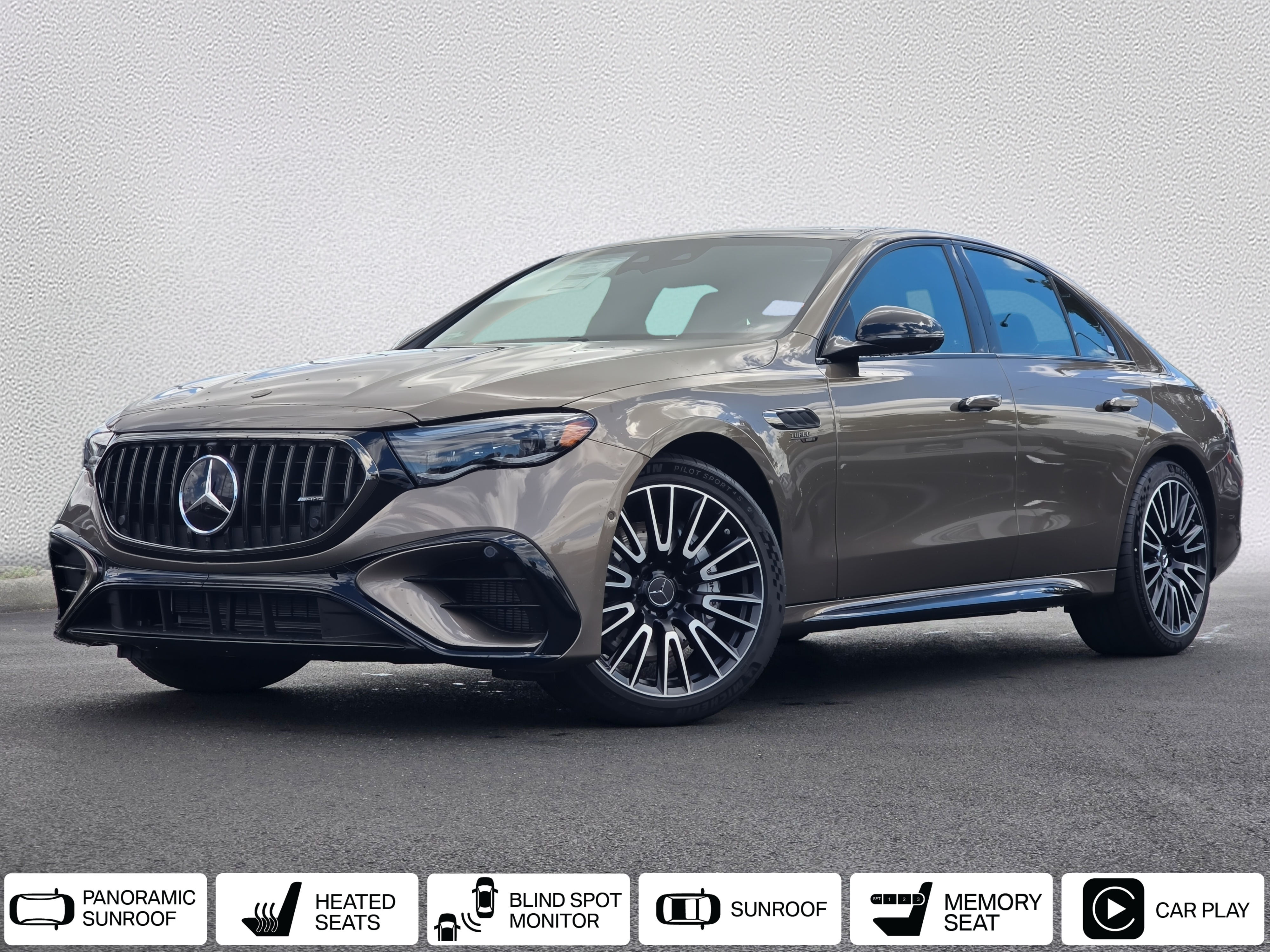 Brown Metallic 2026 Mercedes-Benz E-Class AMG E 53 Hybrid 4MATIC+ Sedan All-Wheel Drive 9-Speed Automatic