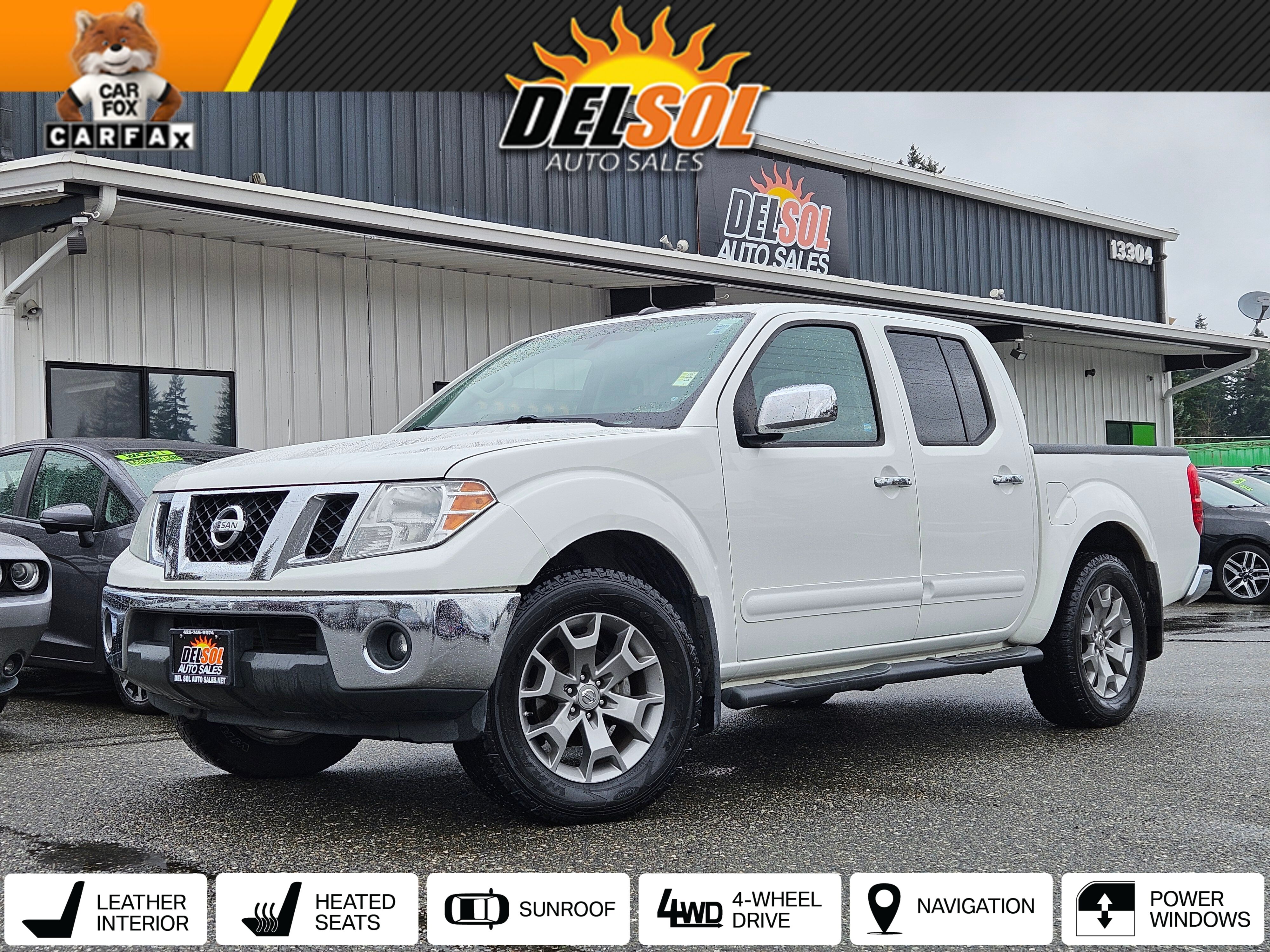Glacier White 2019 Nissan Frontier SL Crew Cab 4WD Pickup Truck Four-Wheel Drive 5-Speed Automatic Overdrive