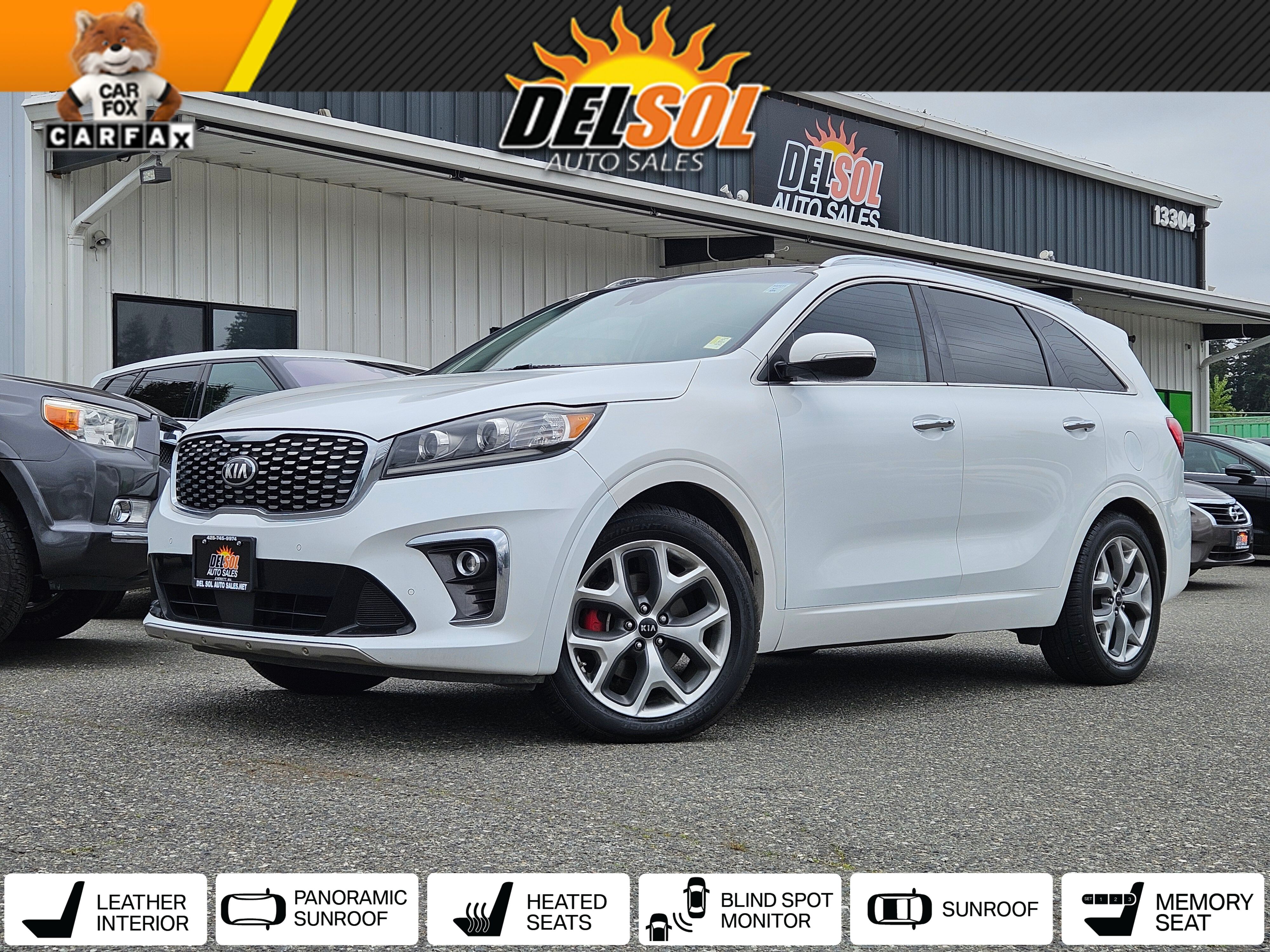 Snow White Pearl 2019 Kia Sorento SX V6 FWD SUV / Crossover Front-Wheel Drive 8-Speed Automatic