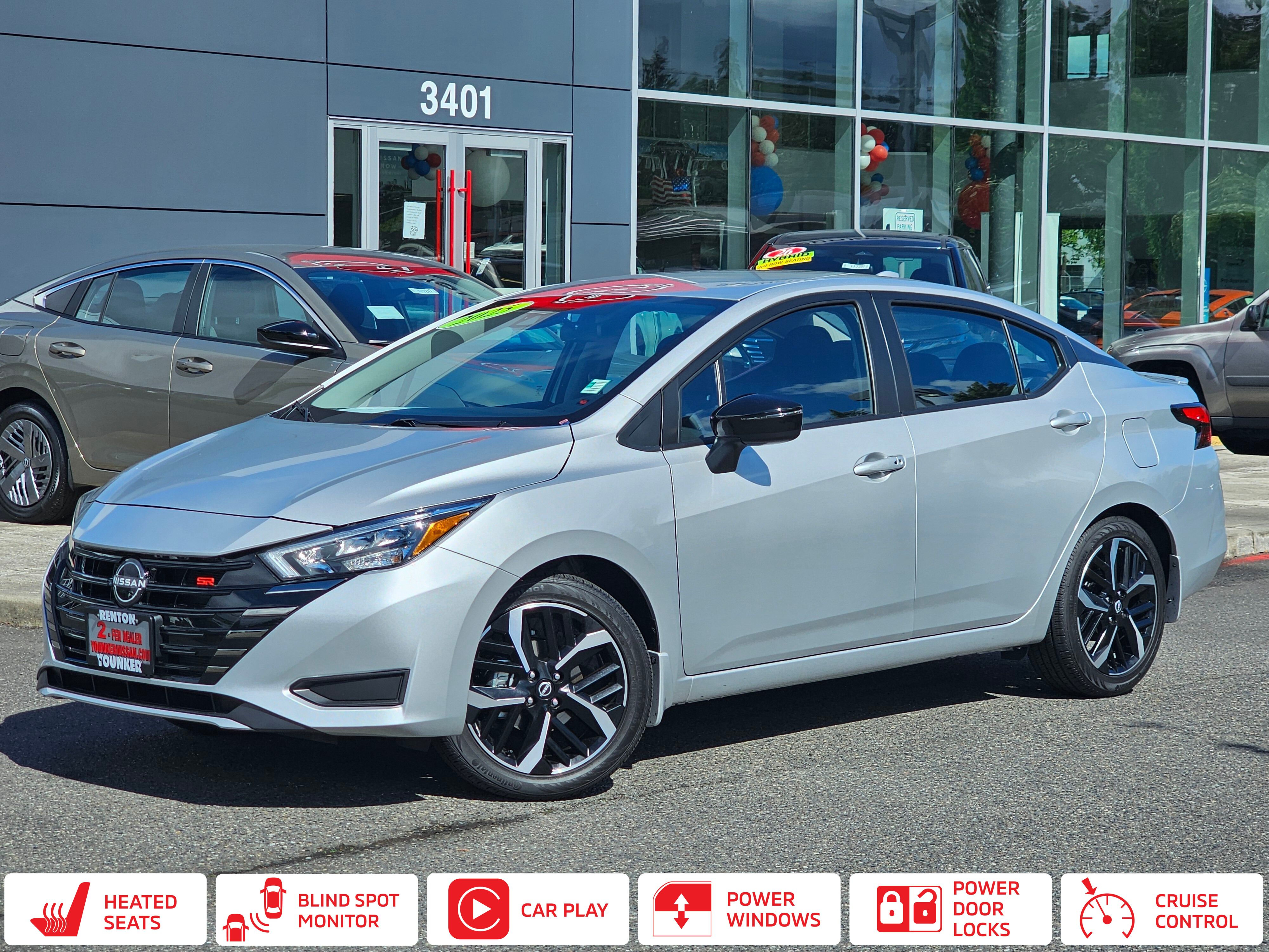 Brilliant Silver Metallic 2025 Nissan Versa SR FWD Sedan Front-Wheel Drive Continuously Variable Transmission