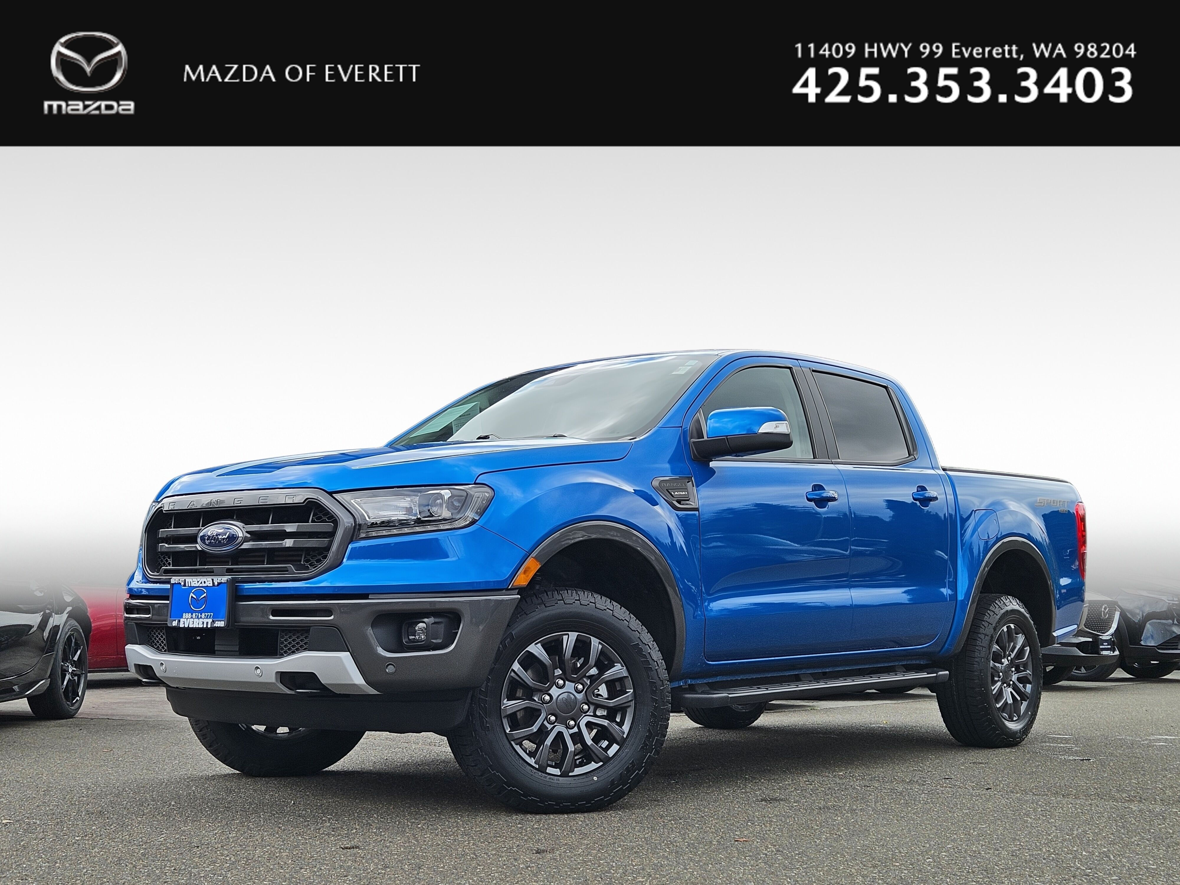 Velocity Blue 2021 Ford Ranger Lariat SuperCrew 4WD Pickup Truck Four-Wheel Drive Automatic