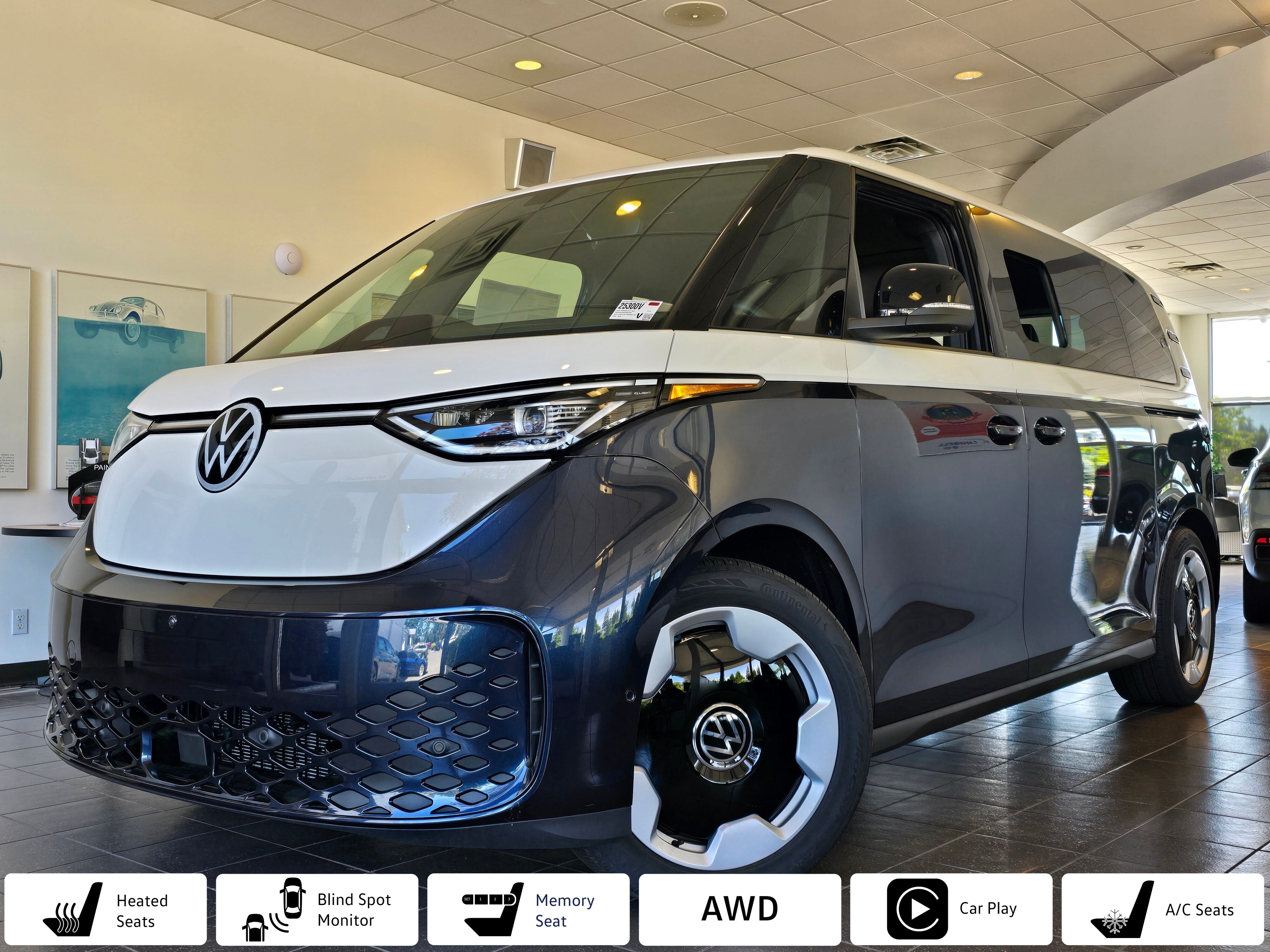 Blue Charcoal/Candy White 2025 Volkswagen ID.Buzz Pro S Plus 4Motion Minivan All-Wheel Drive 1-Speed Dual Clutch