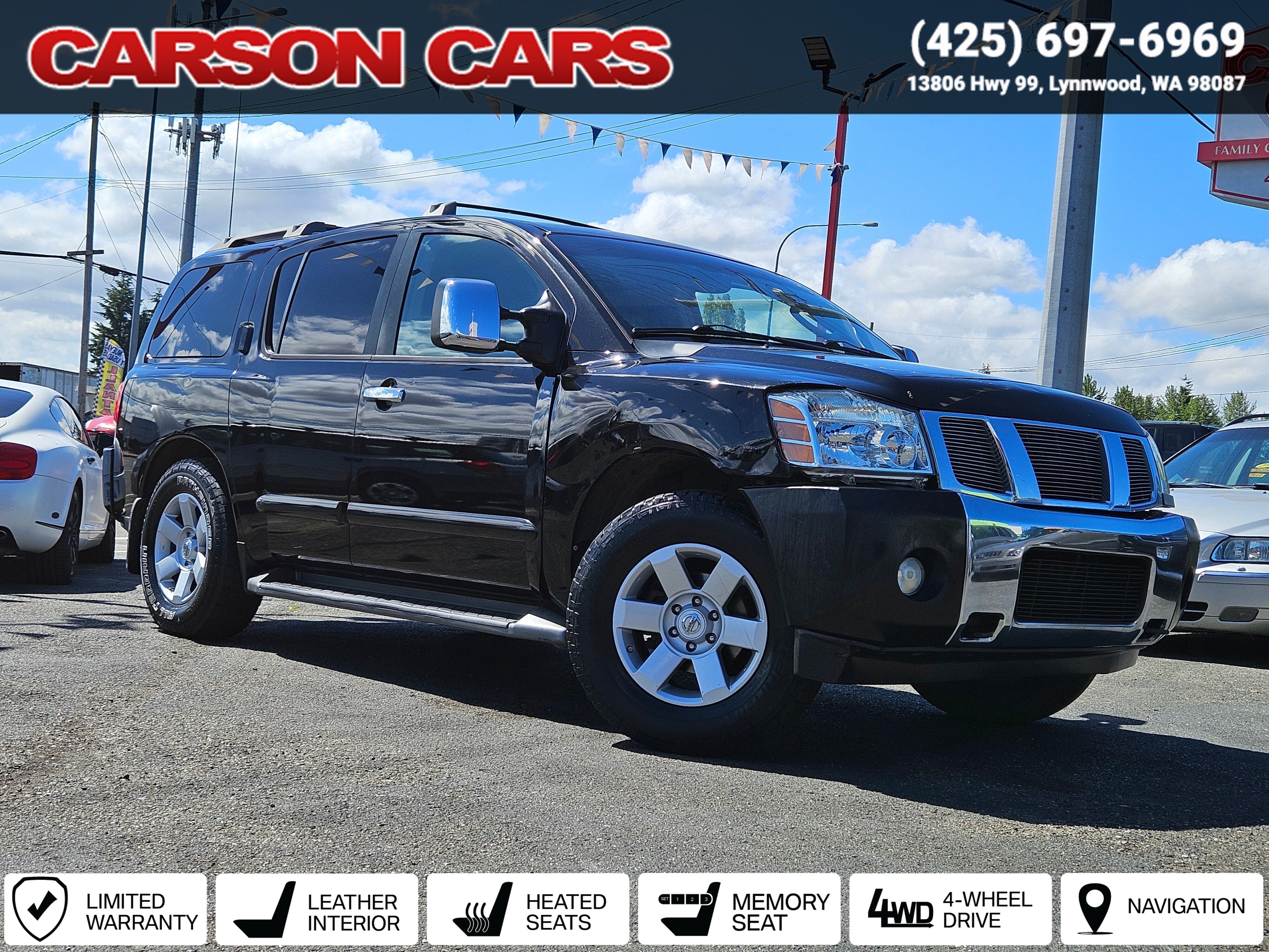 2004 Smoke Nissan Armada for Sale In Lynnwood WA - Everett WA - Seattle WA at Carson Cars Stock 36448 VIN 5N1AA08B54N727923