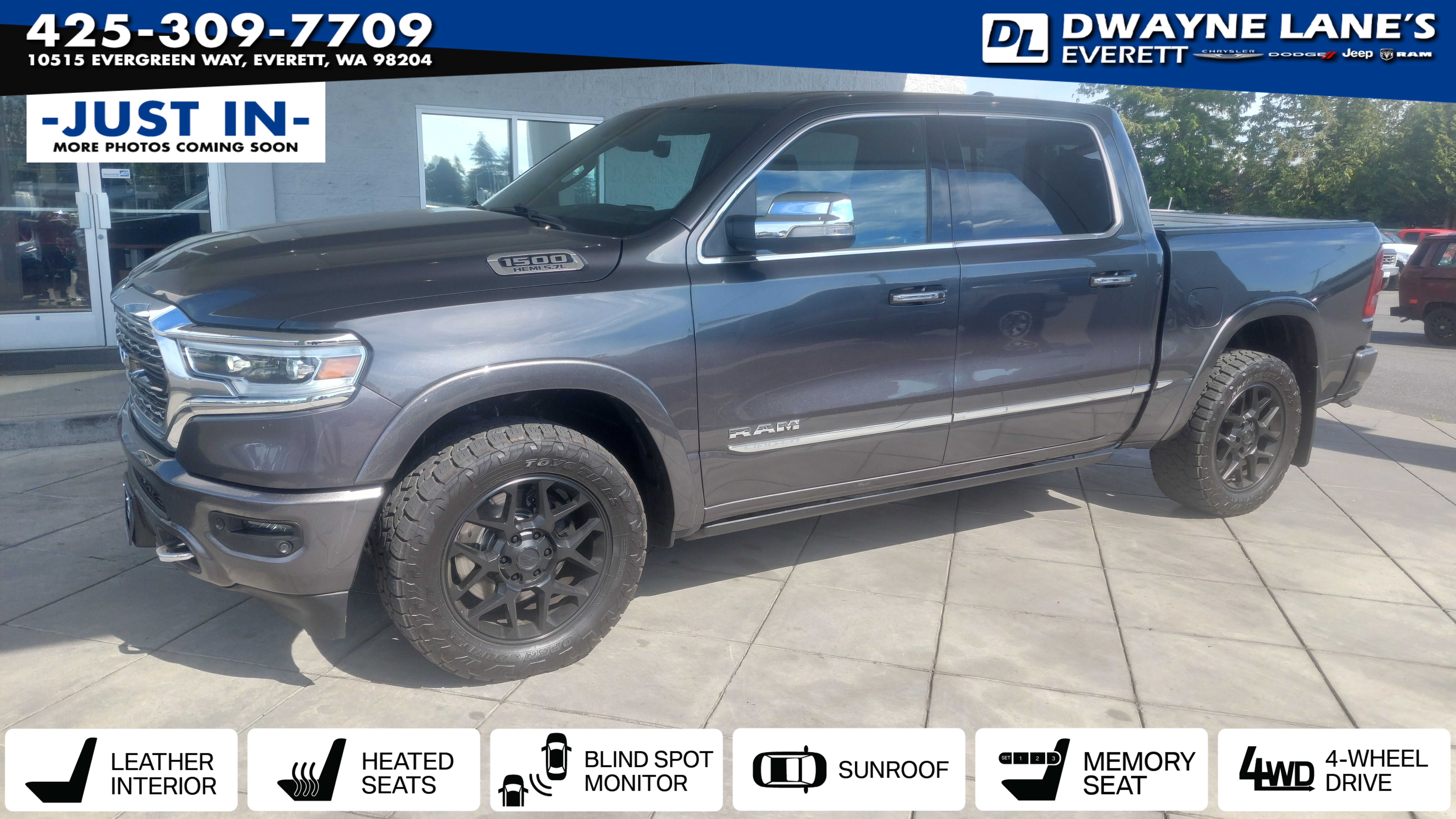 Gray (Granite Crystal Metallic Clearcoat) 2019 RAM 1500 Pickup Truck Four-Wheel Drive 8-Speed Automatic