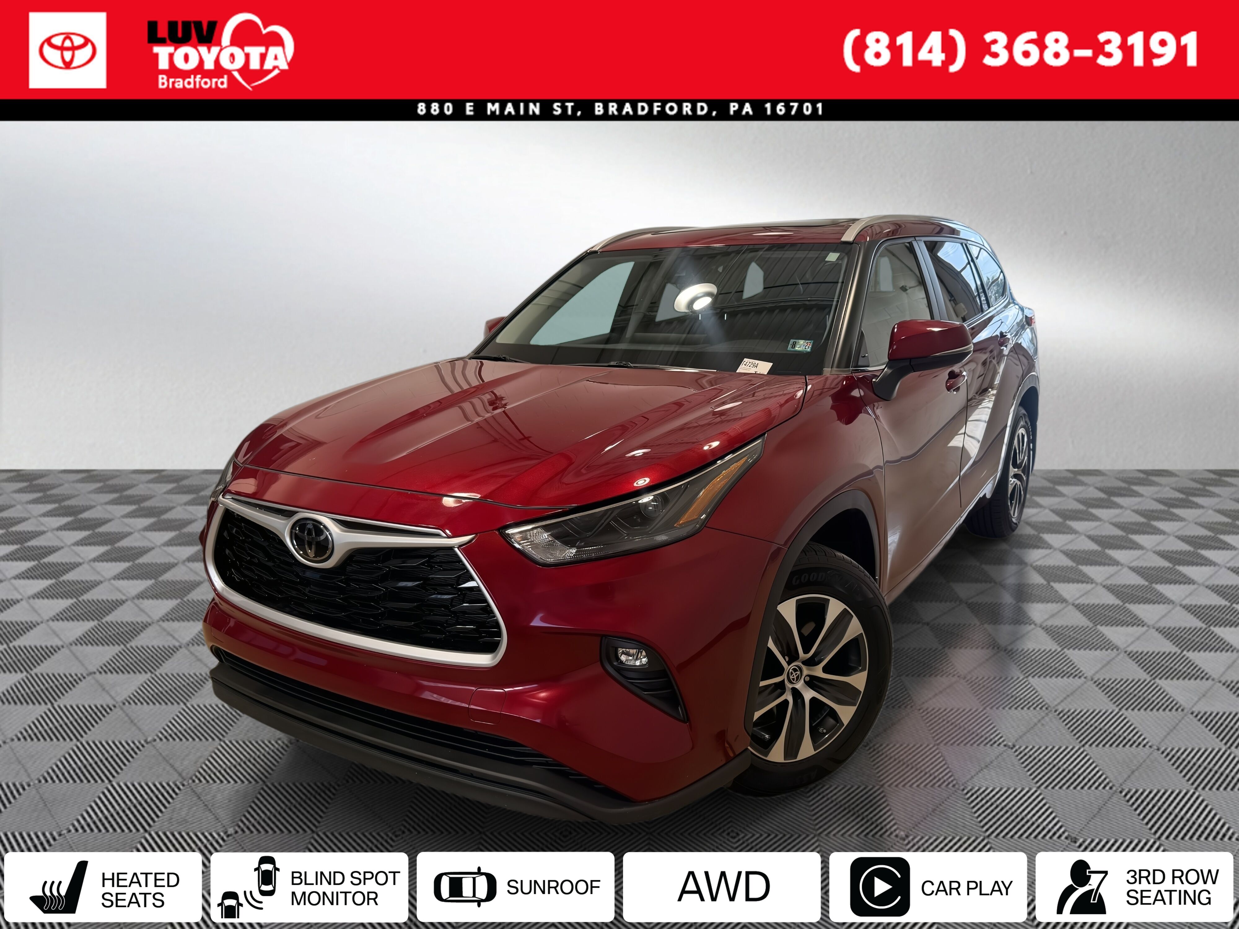 Red (Ruby Flare Pearl) 2023 Toyota Highlander SUV / Crossover All-Wheel Drive 8-Speed Automatic