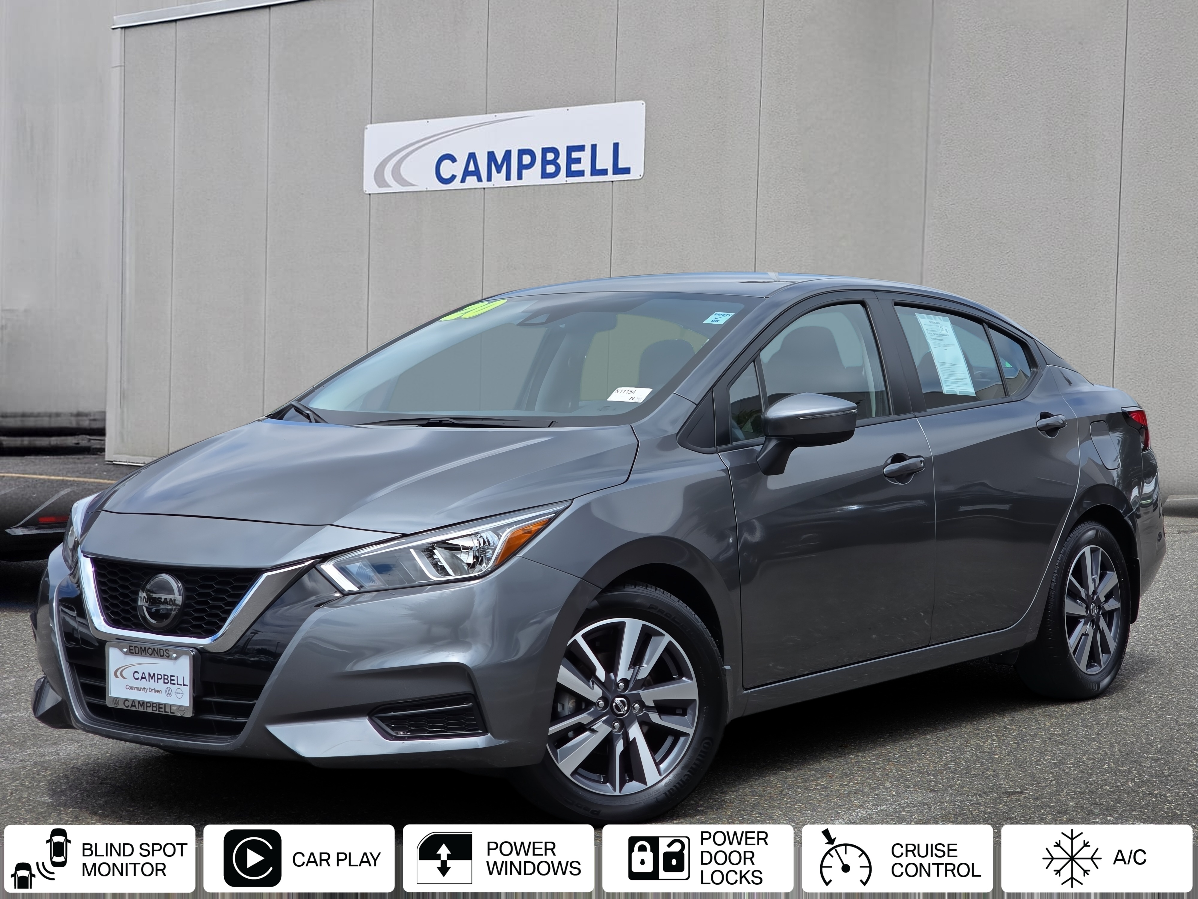 Gray (Gun Metallic) 2020 Nissan Versa Sedan Front-Wheel Drive Continuously Variable Transmission