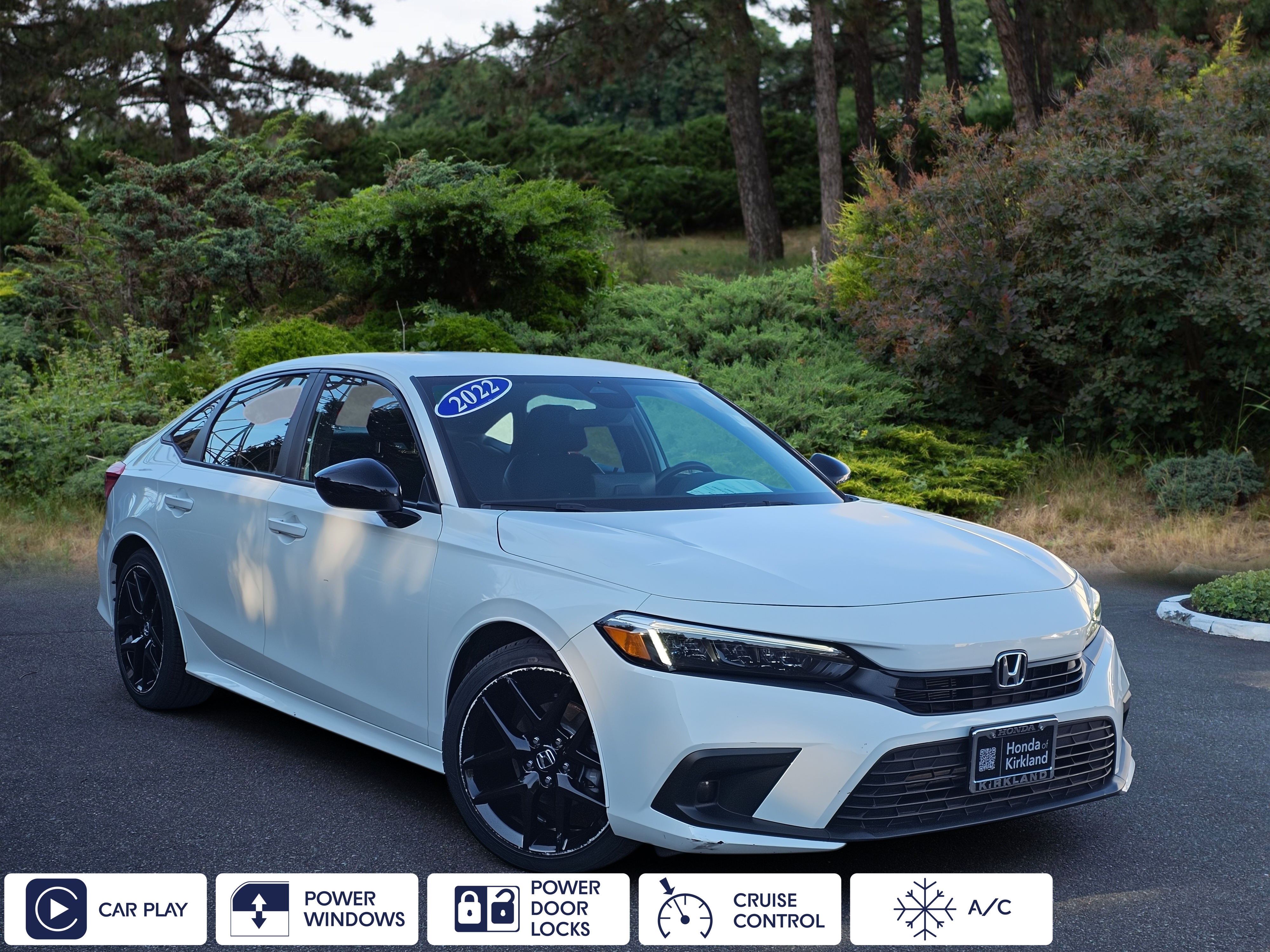 Platinum White Pearl 2022 Honda Civic Sedan Front-Wheel Drive Continuously Variable Transmission