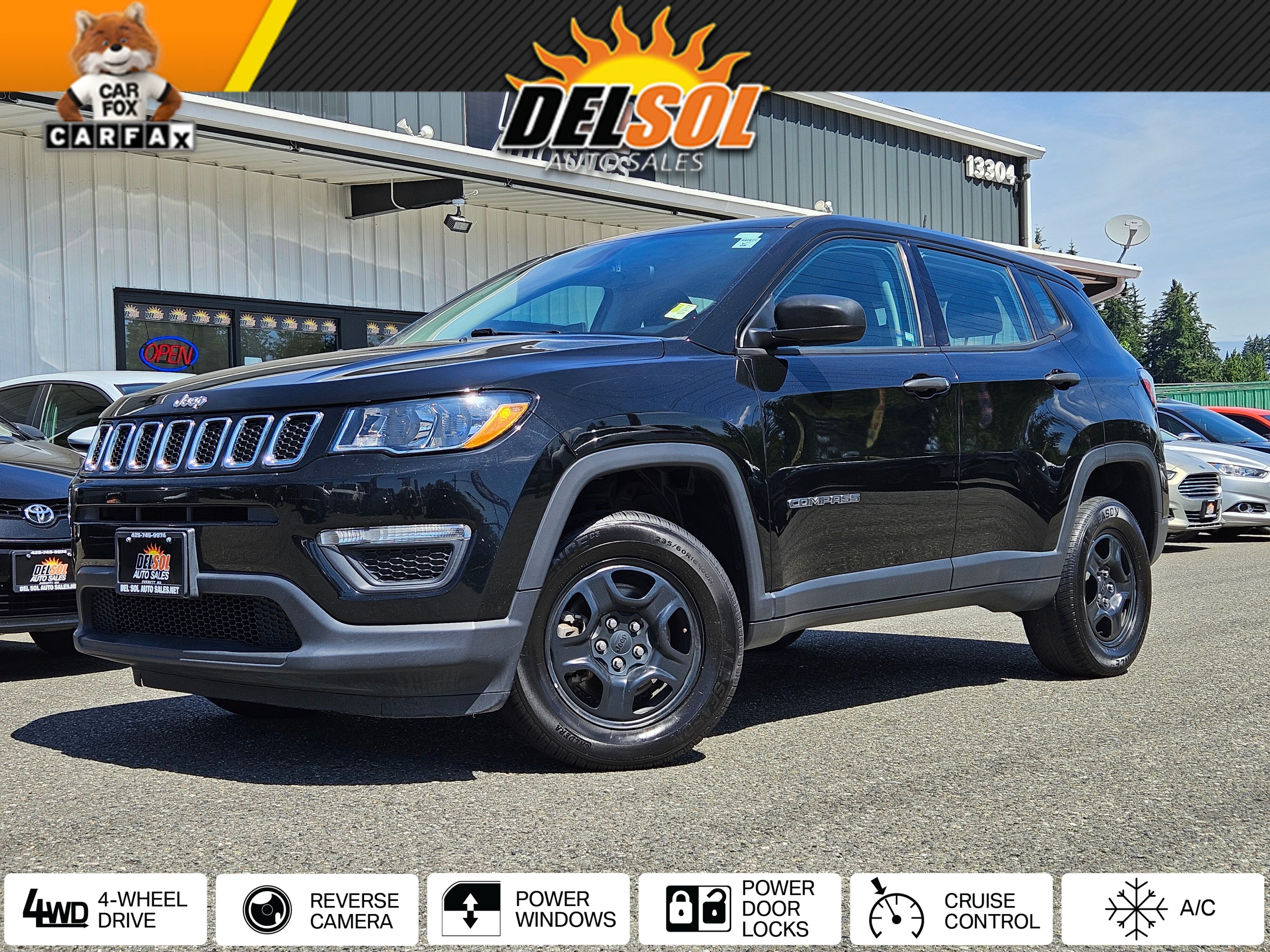 Diamond Black Crystal Pearlcoat 2019 Jeep Compass SUV / Crossover Four-Wheel Drive 6-Speed Manual