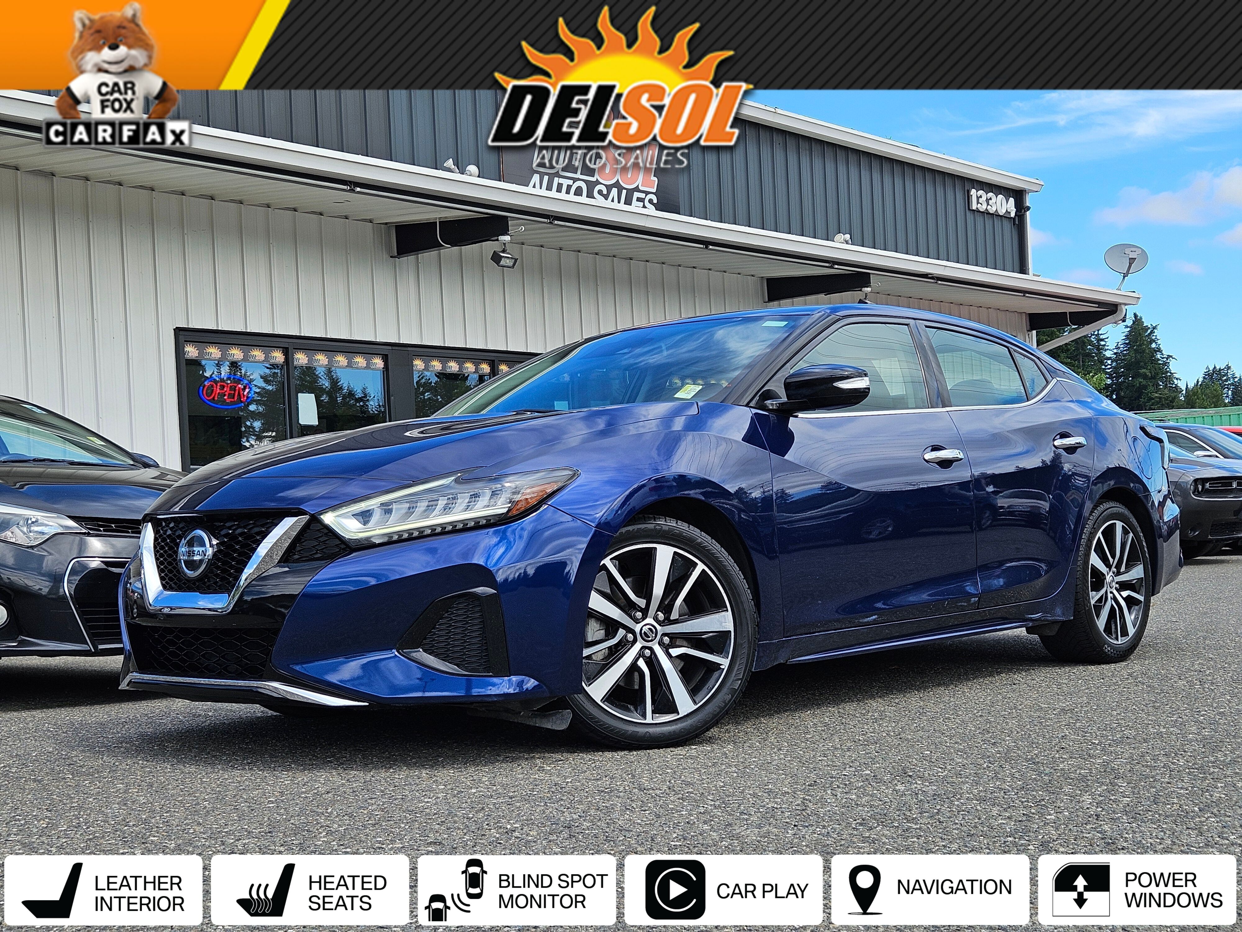 Deep Blue Pearl 2021 Nissan Maxima Sedan Front-Wheel Drive Continuously Variable Transmission