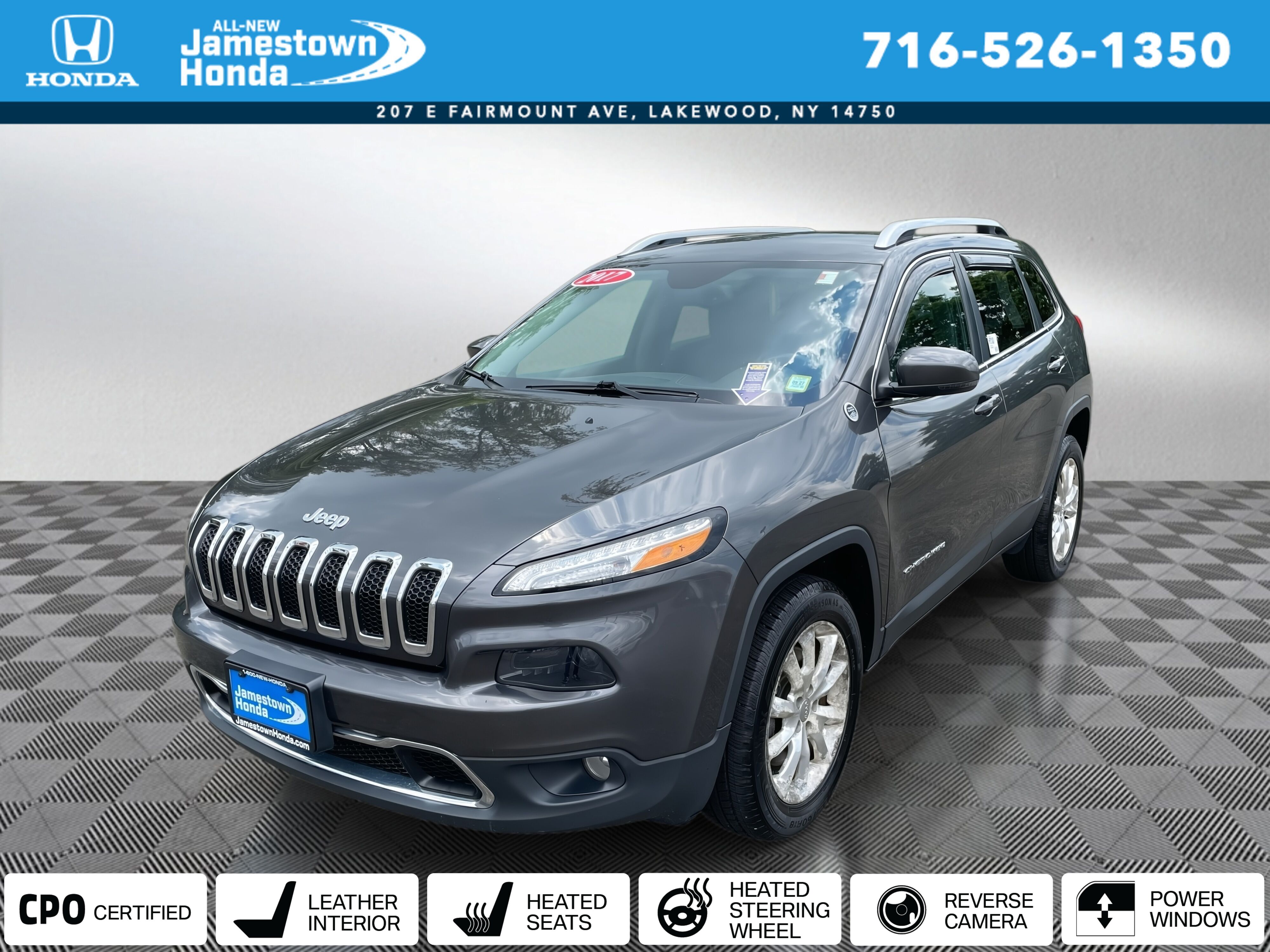 Gray 2017 Jeep Cherokee SUV / Crossover Four-Wheel Drive 9-Speed Automatic