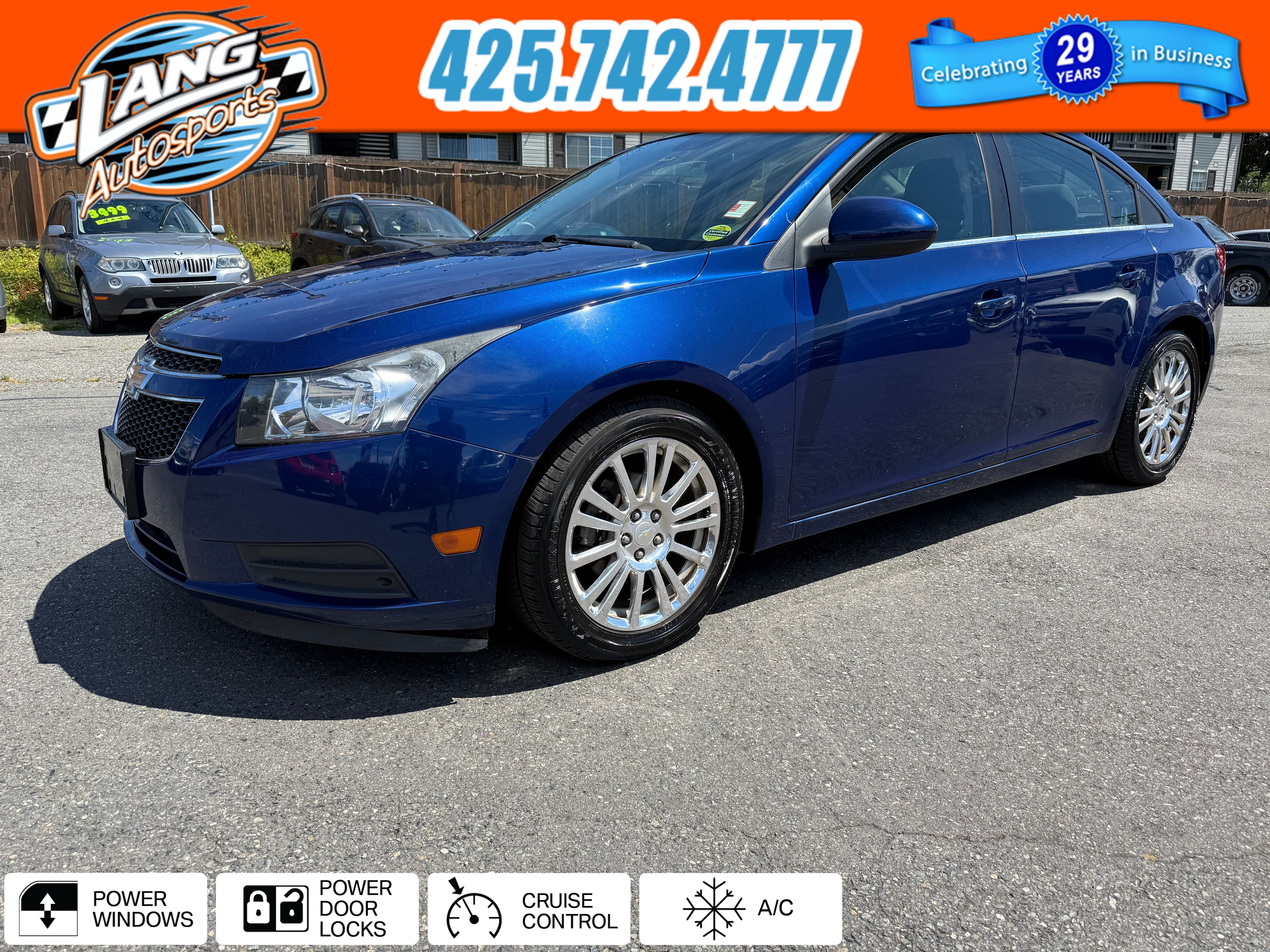 Blue Topaz Metallic 2013 Chevrolet Cruze Sedan Front-Wheel Drive 6-Speed Automatic