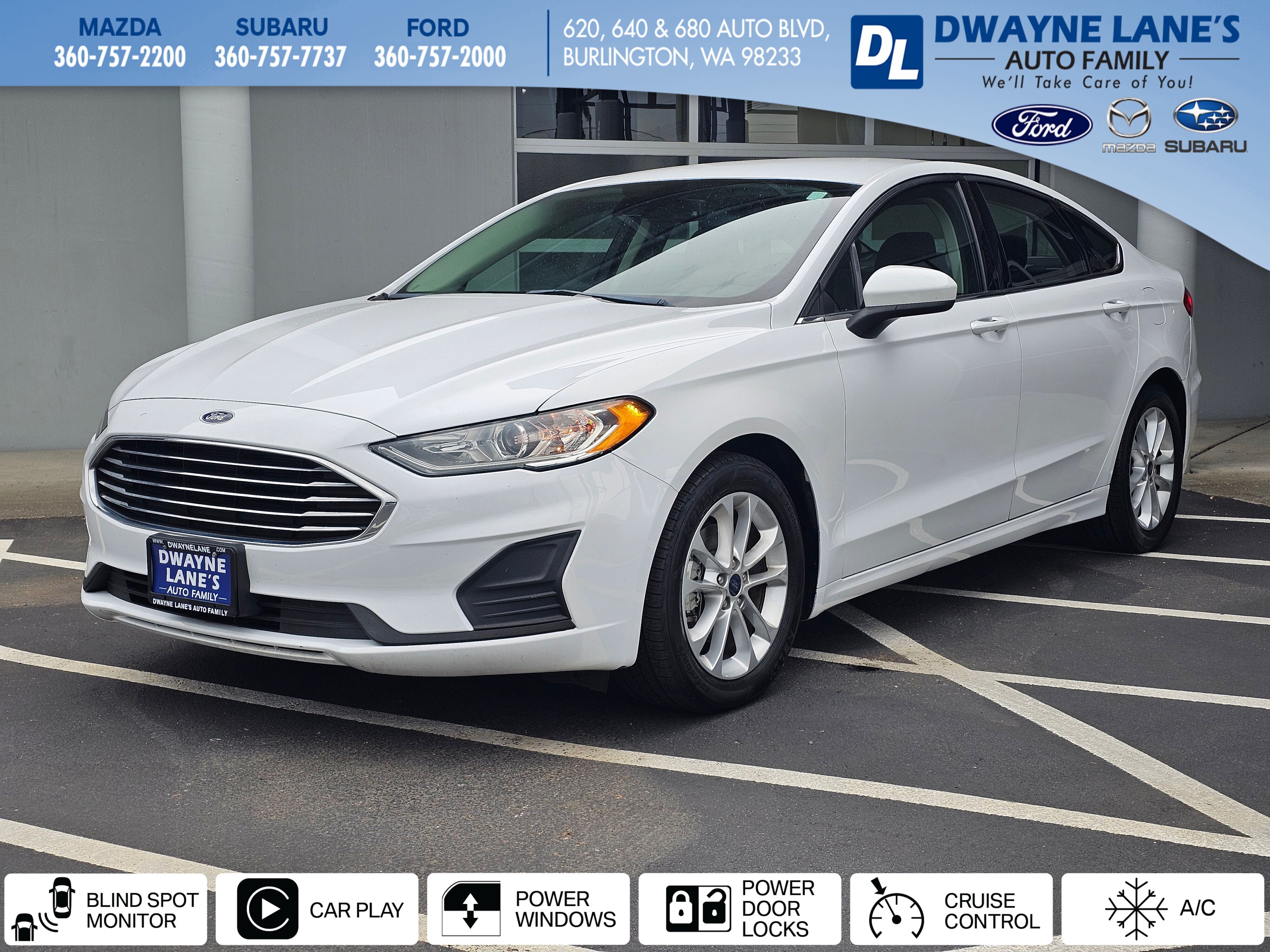 Oxford White 2019 Ford Fusion Sedan Front-Wheel Drive 6-Speed Automatic