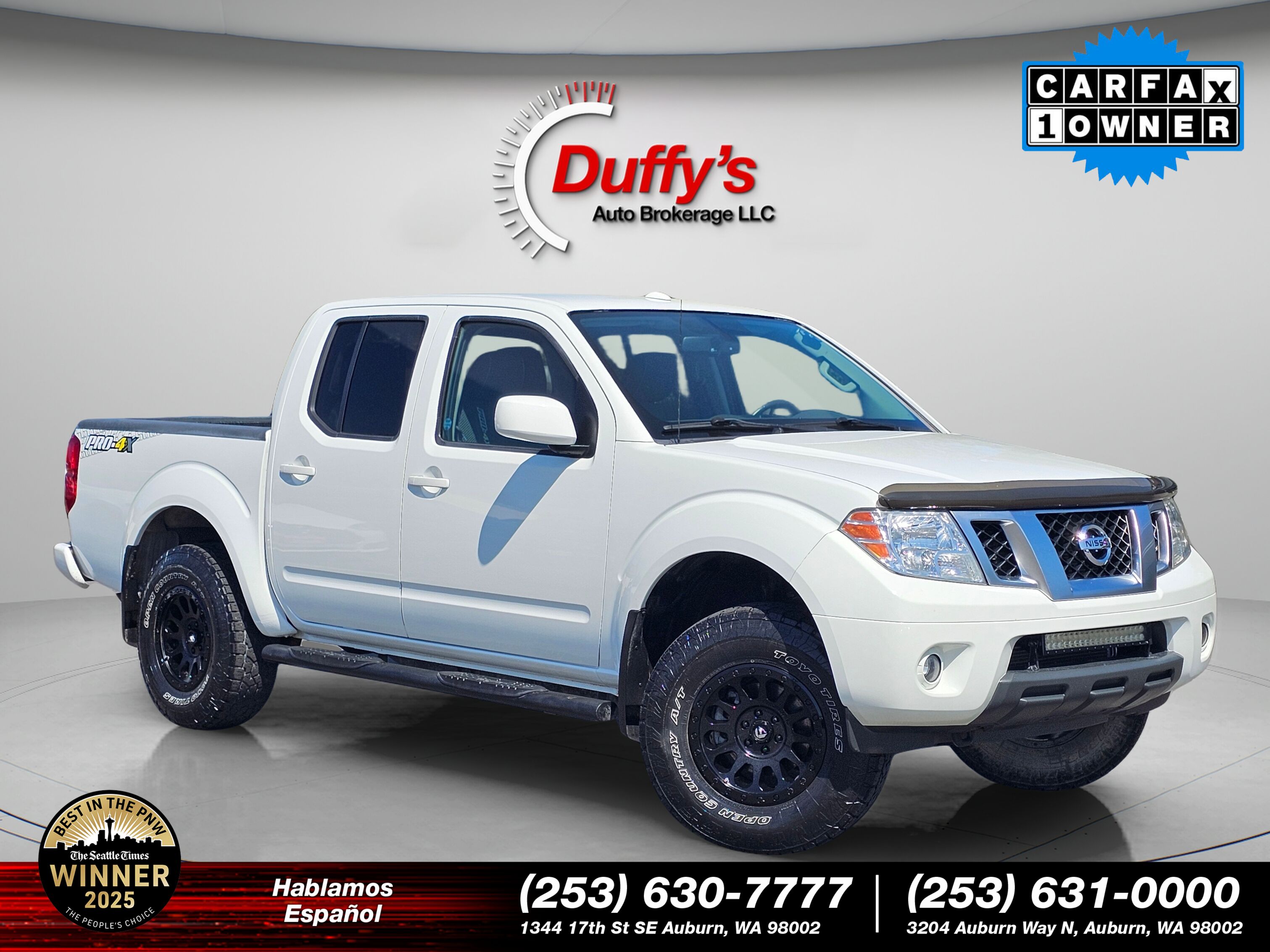 Glacier White 2017 Nissan Frontier Pickup Truck Four-Wheel Drive 5-Speed Automatic Overdrive