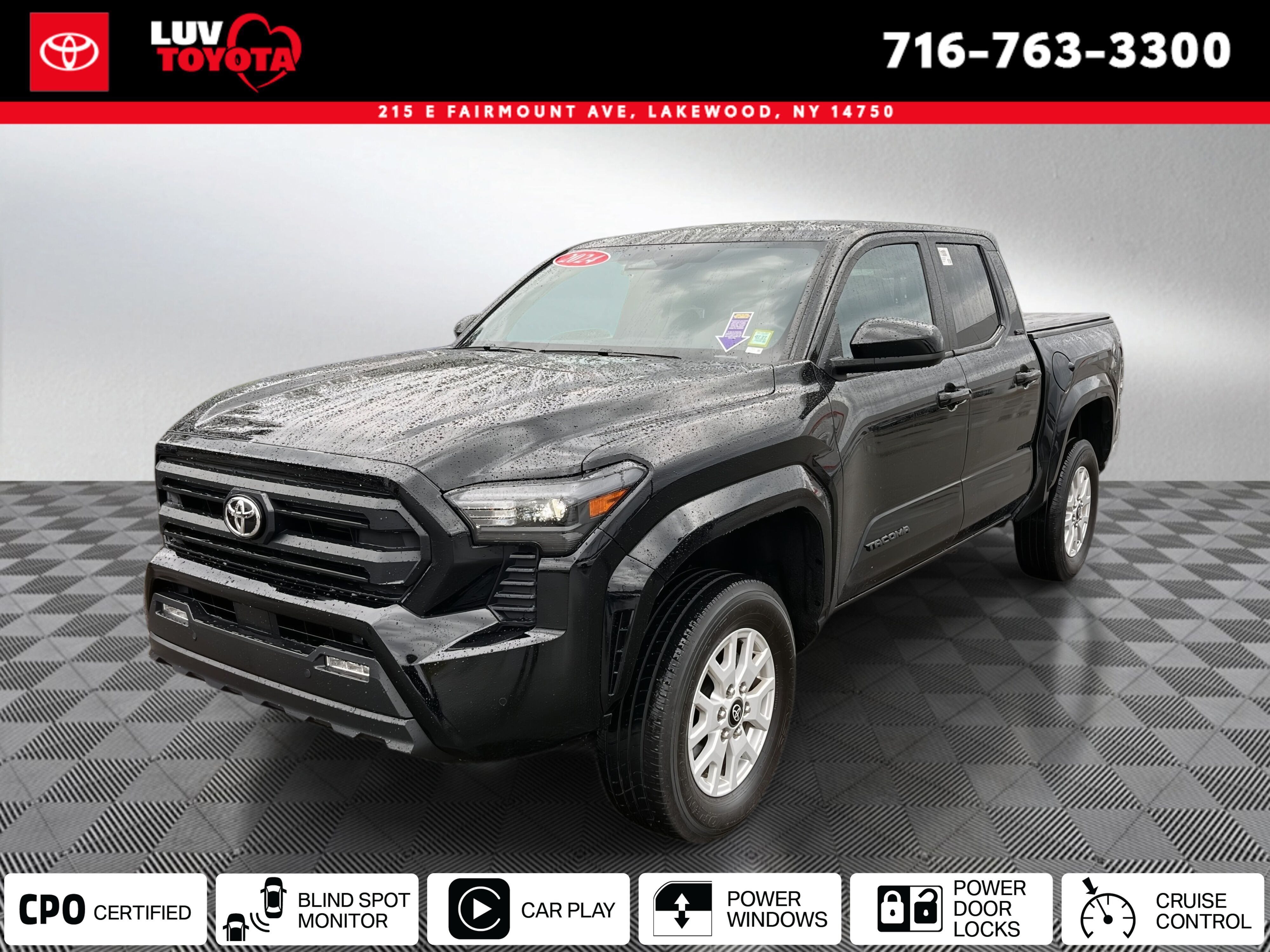 Black Metallic 2024 Toyota Tacoma Pickup Truck Four-Wheel Drive Automatic