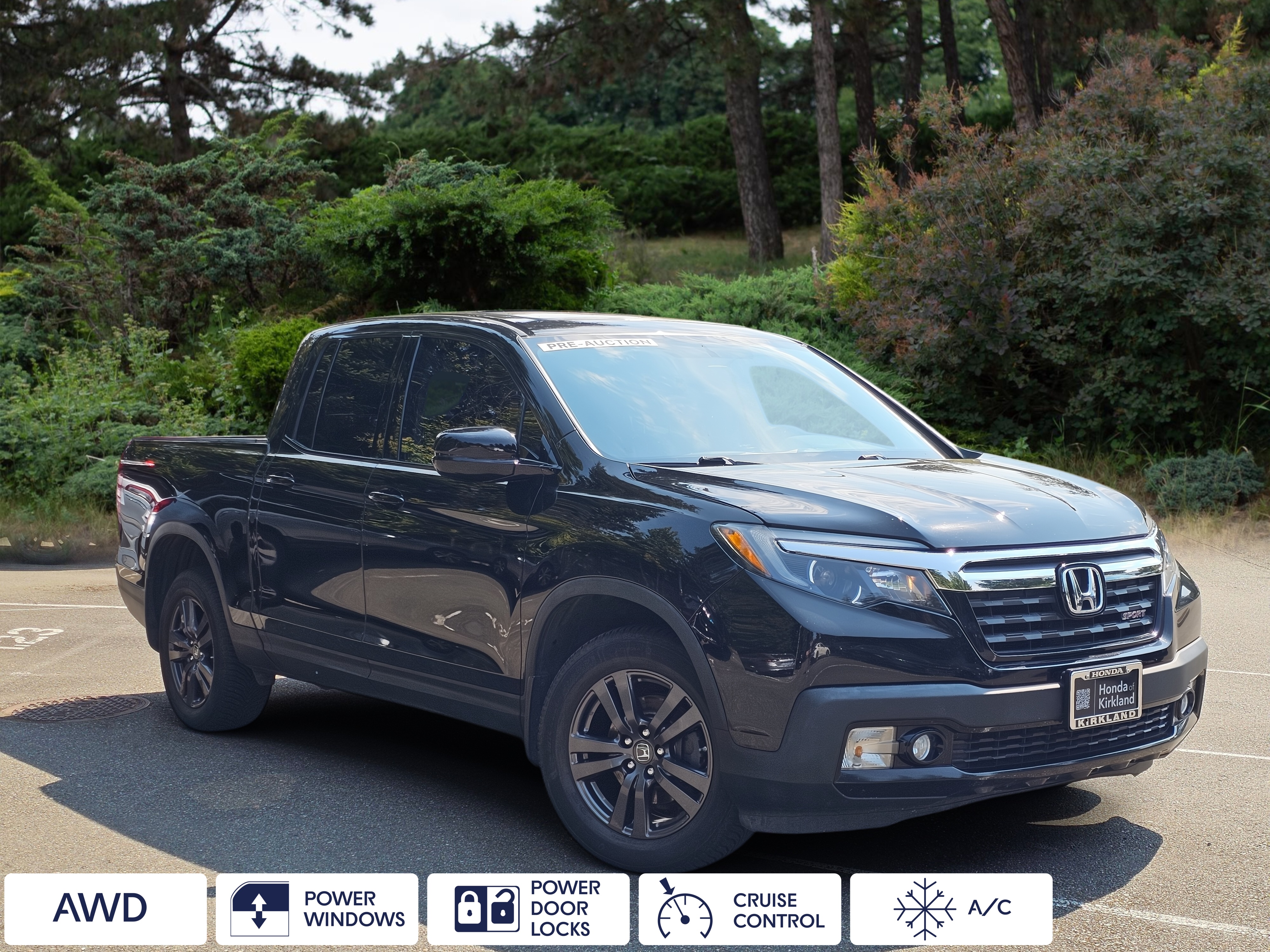 Crystal Black Pearl 2017 Honda Ridgeline Pickup Truck All-Wheel Drive 6-Speed Automatic
