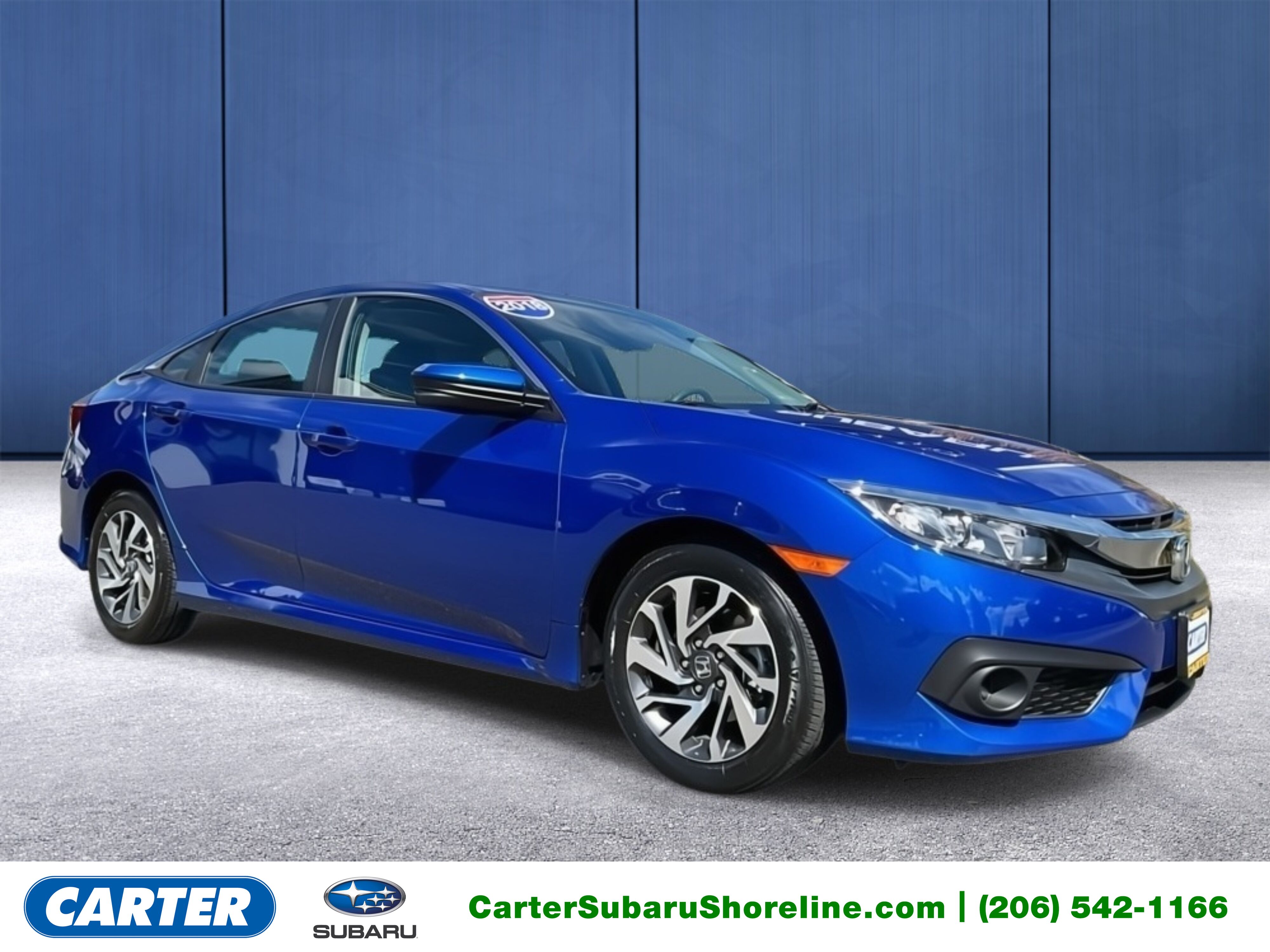 Aegean Blue Metallic 2018 Honda Civic Sedan Front-Wheel Drive Continuously Variable Transmission