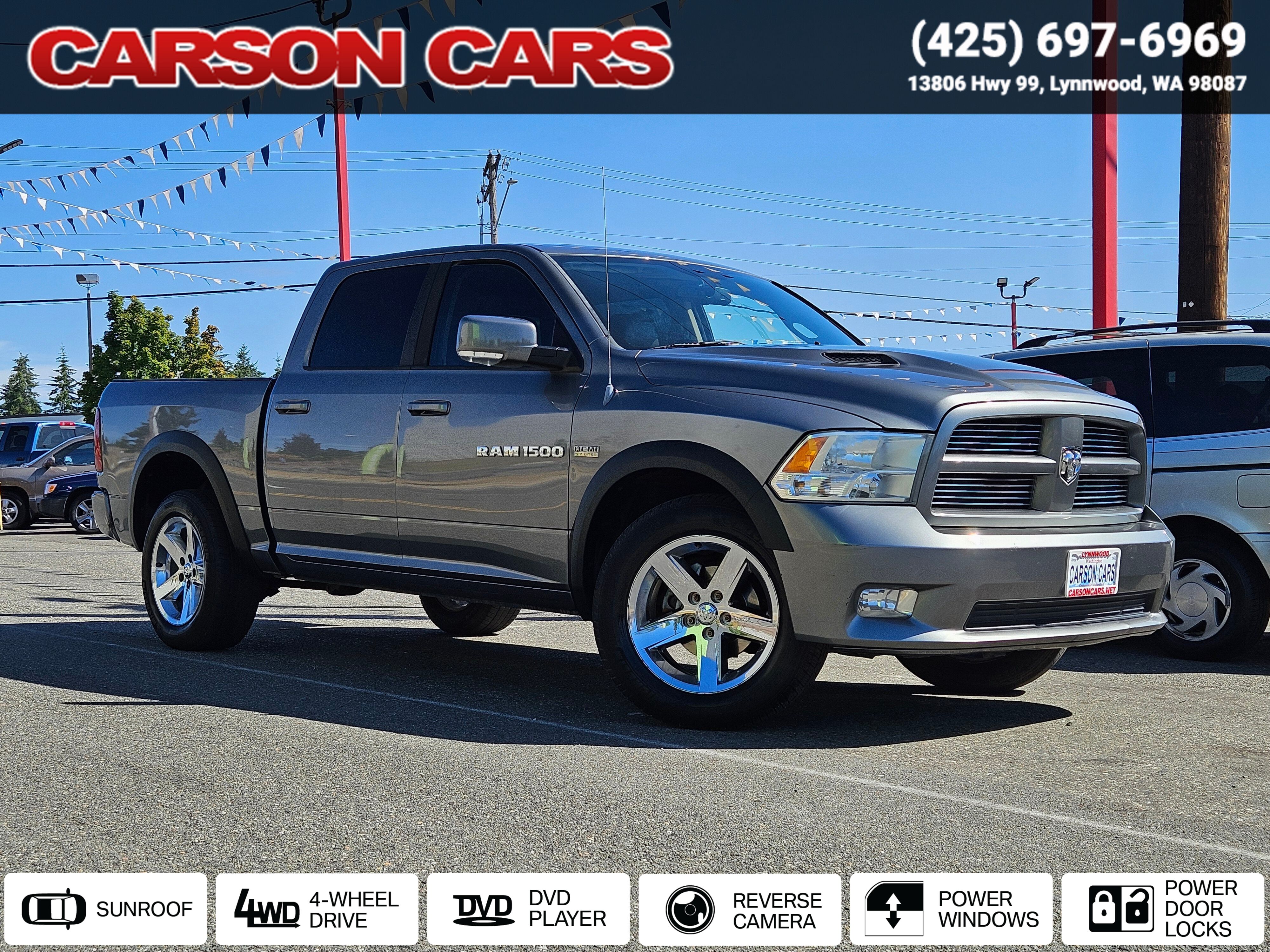 2012 Mineral Gray Metallic Clear Coat Ram 1500 4WD for Sale In Lynnwood WA - Everett WA - Seattle WA at Carson Cars Stock 36458 VIN 1C6RD7MT9CS279599