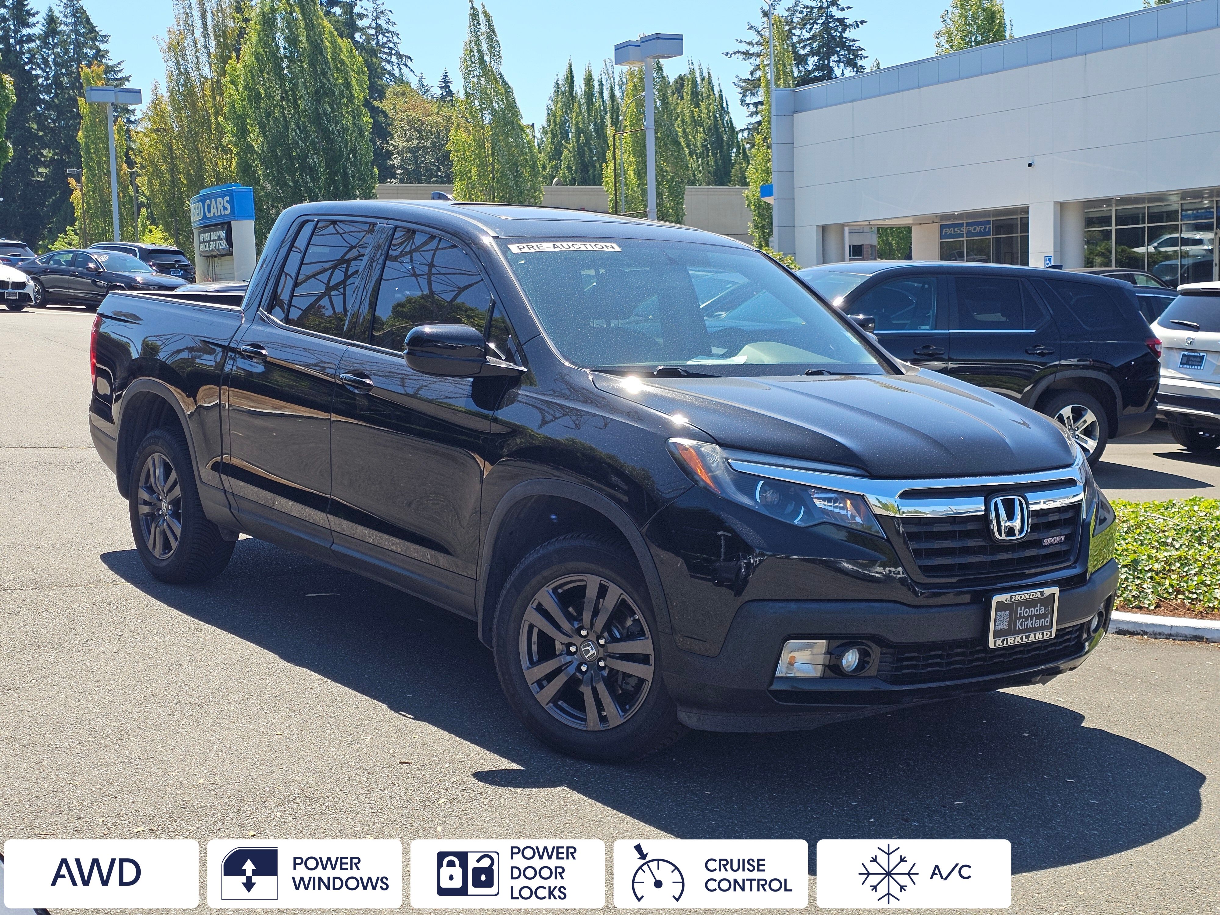 Crystal Black Pearl 2017 Honda Ridgeline Pickup Truck All-Wheel Drive 6-Speed Automatic
