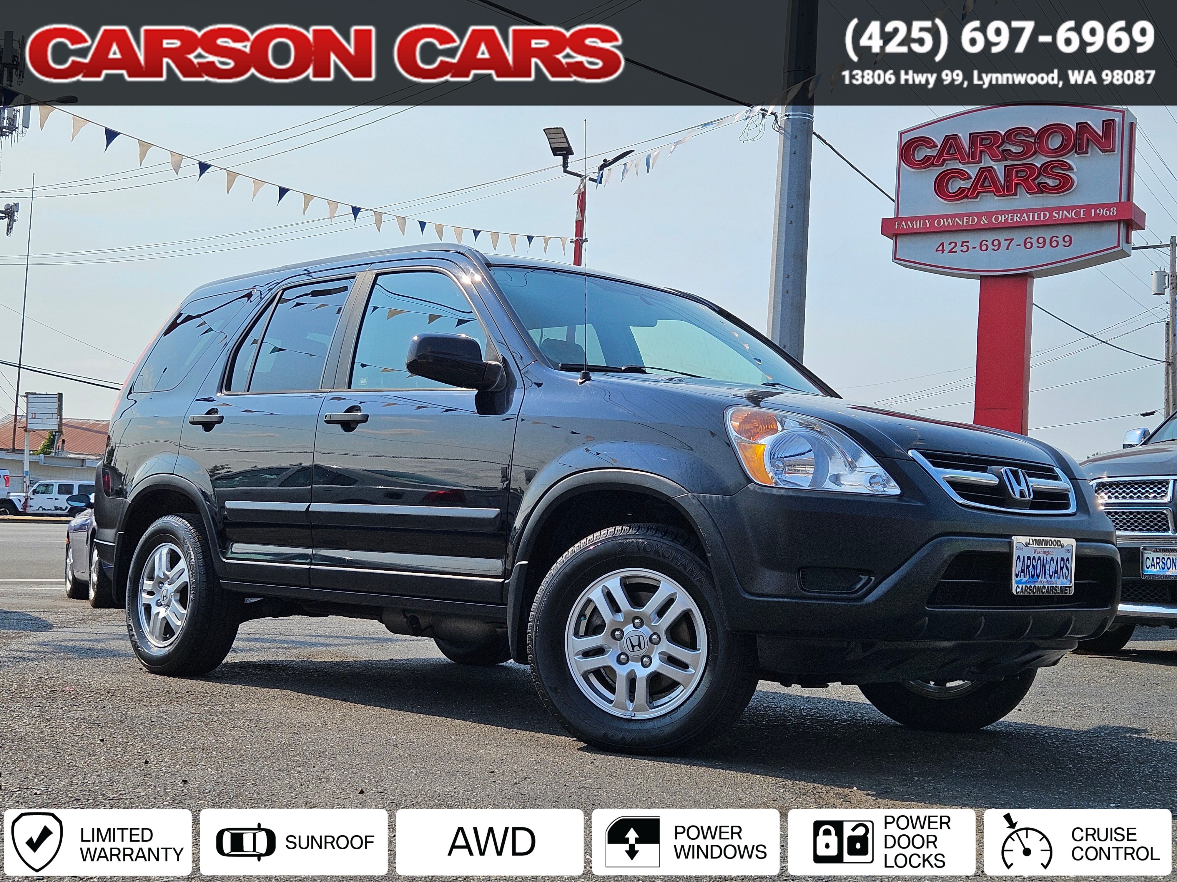 2004 Nighthawk Black Pearl Honda CR-V for Sale In Lynnwood WA - Everett WA - Seattle WA at Carson Cars Stock 36514 VIN JHLRD78844C005062