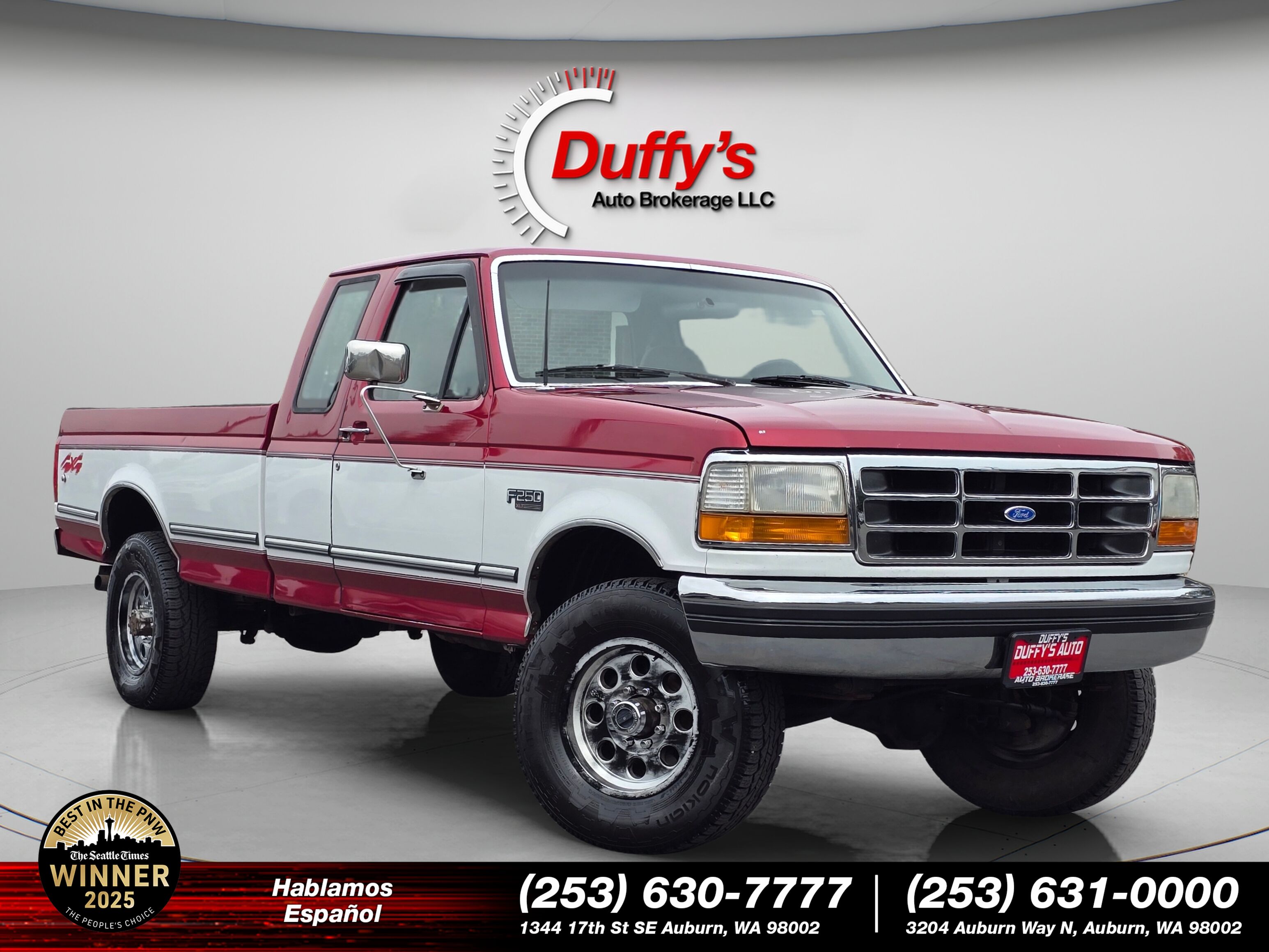 Red 1995 Ford F-250 Pickup Truck Four-Wheel Drive Automatic