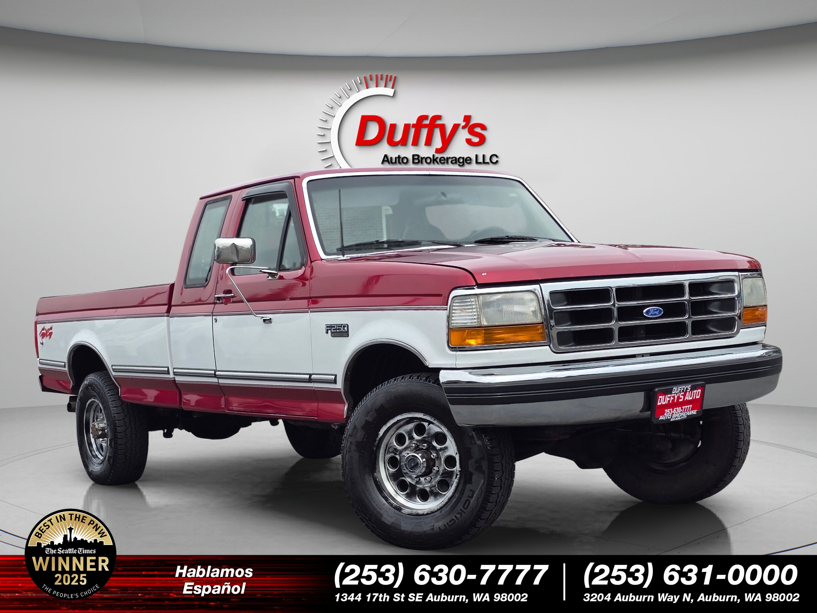 Red 1995 Ford F-250 Pickup Truck Four-Wheel Drive Automatic