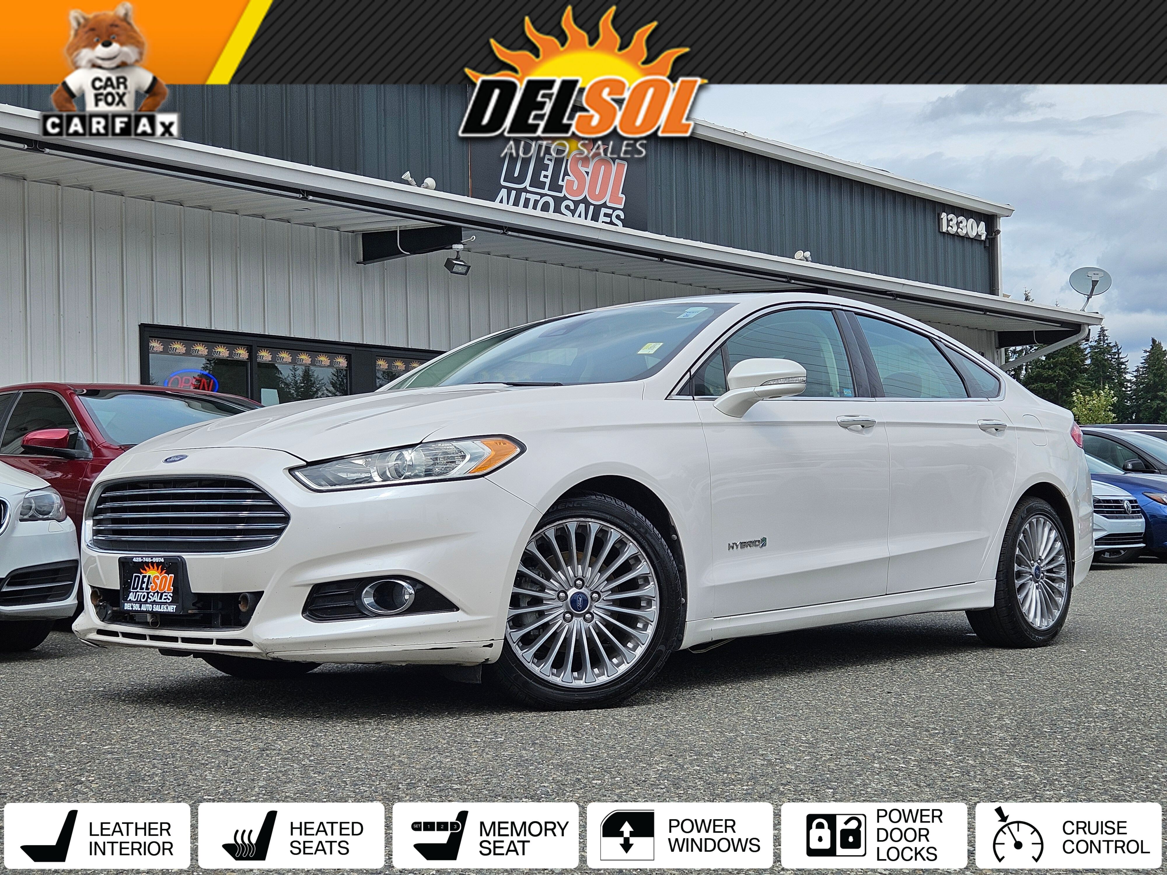 White Platinum Clearcoat Metallic 2014 Ford Fusion Hybrid Sedan Front-Wheel Drive Continuously Variable Transmission