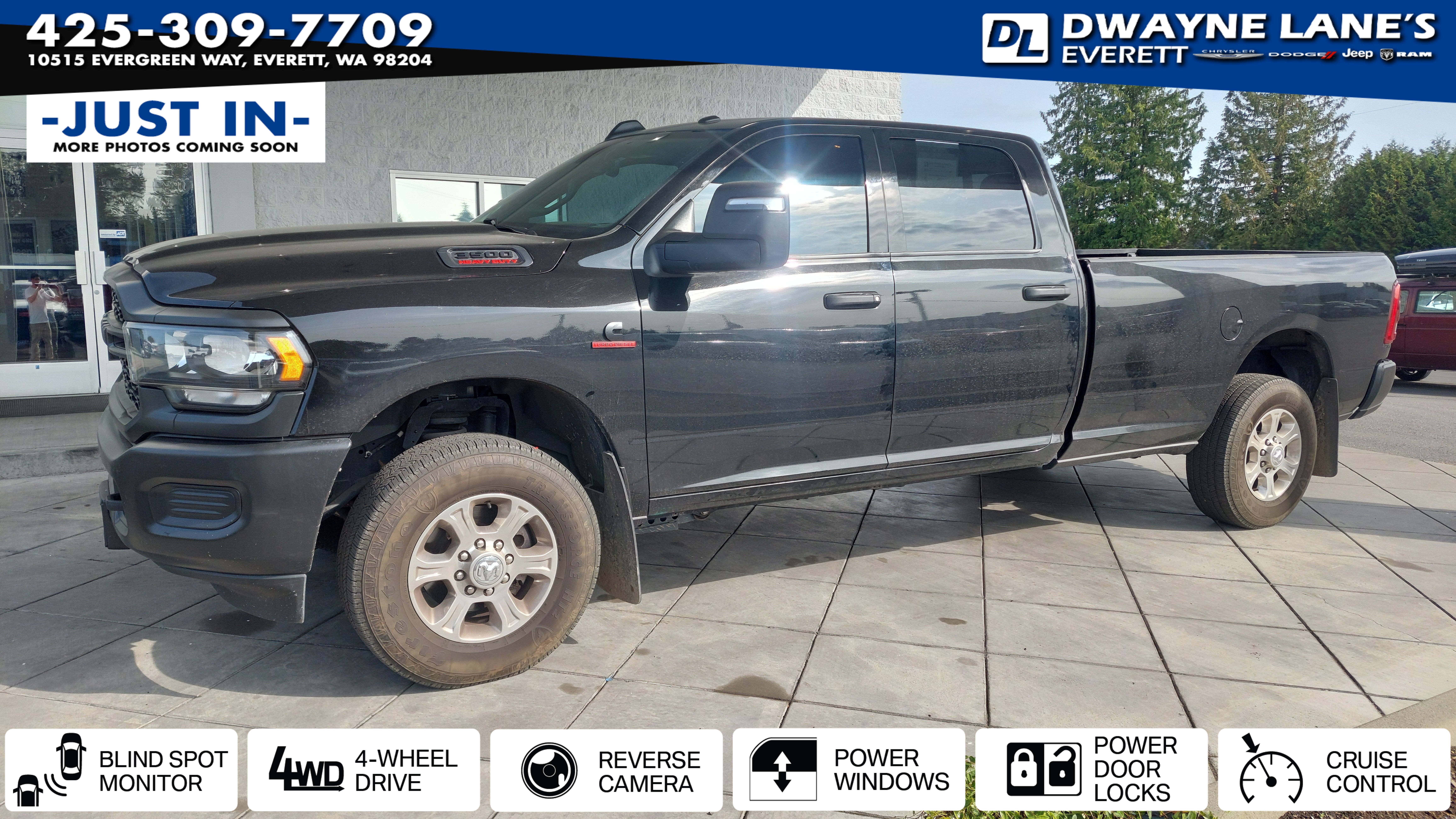 Diamond Black Crystal Pearlcoat 2024 RAM 3500 Pickup Truck Four-Wheel Drive 6-Speed Automatic