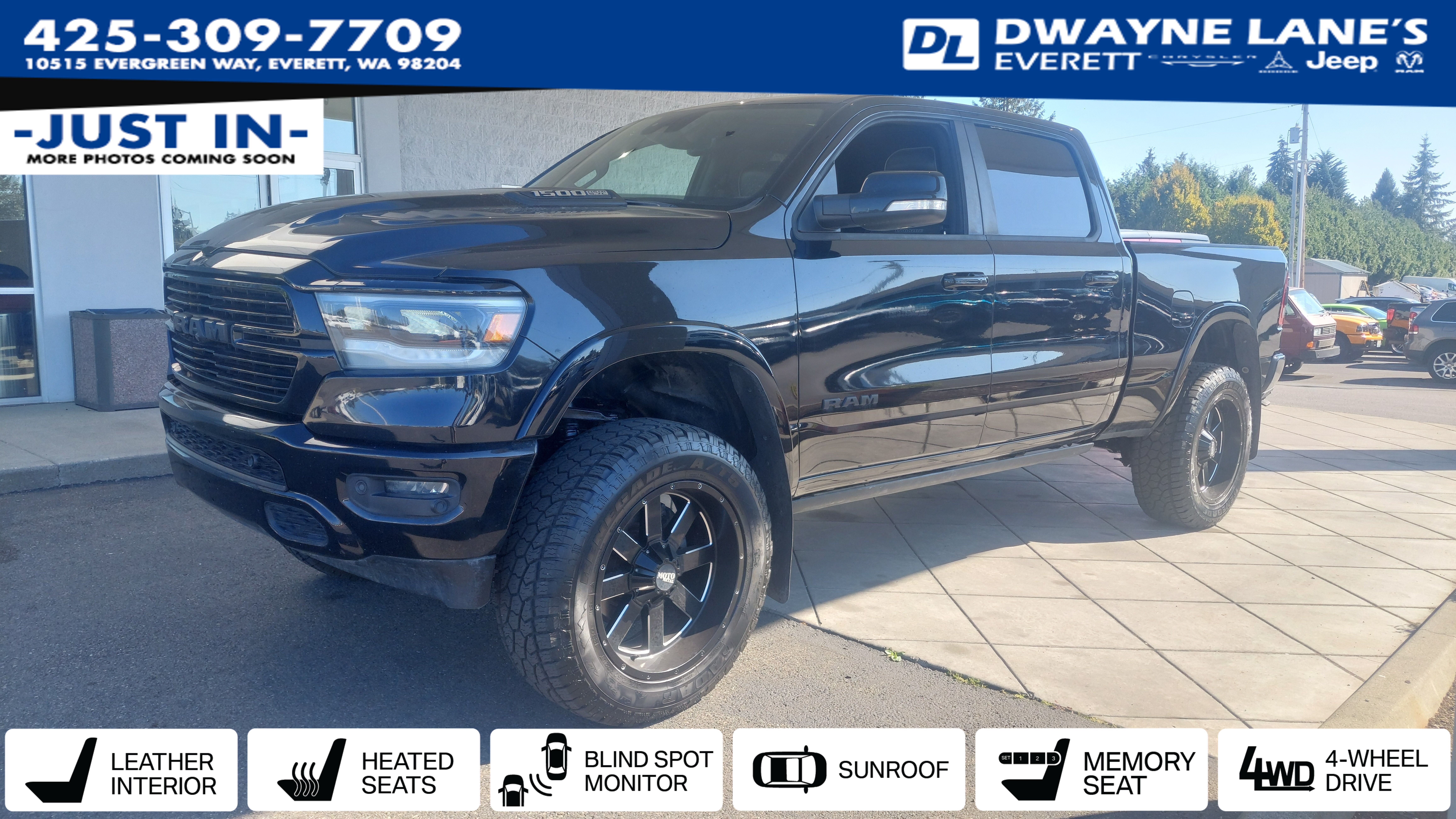 Diamond Black Crystal Pearlcoat 2019 RAM 1500 Pickup Truck Four-Wheel Drive 8-Speed Automatic